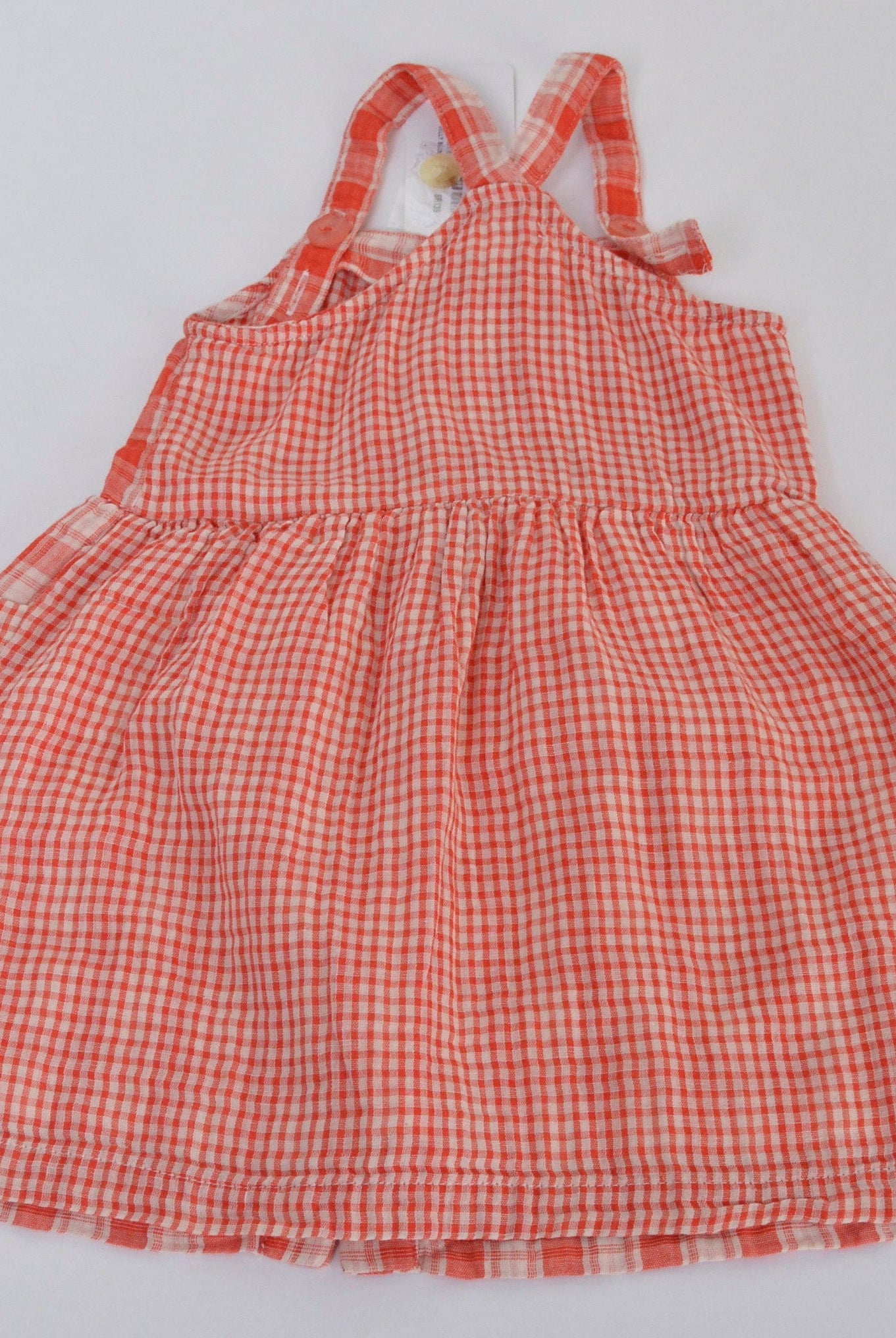 جينجرسنابس فستان كروهات حمالات بأزرار أمامية وجيوب بناتي أحمر