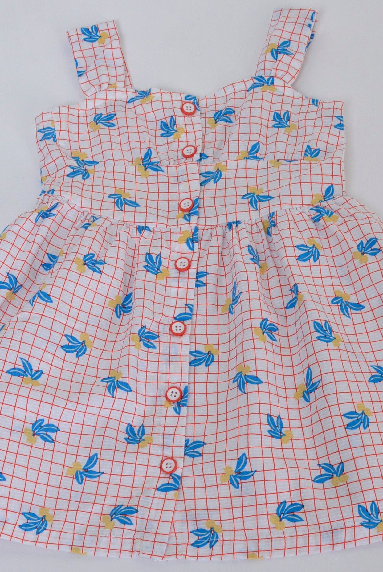 جينجرسنابس فستان مربعات مشجر حمالات أزرار أمامية بناتي متعدد الألوان