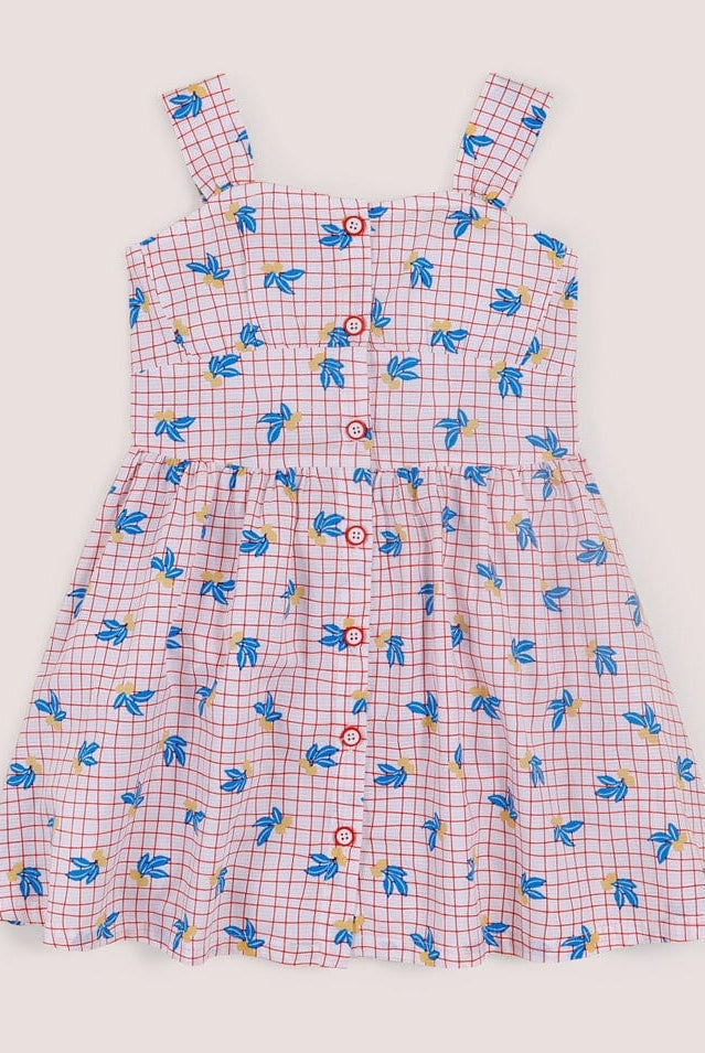 جينجرسنابس فستان مربعات مشجر حمالات أزرار أمامية بناتي متعدد الألوان