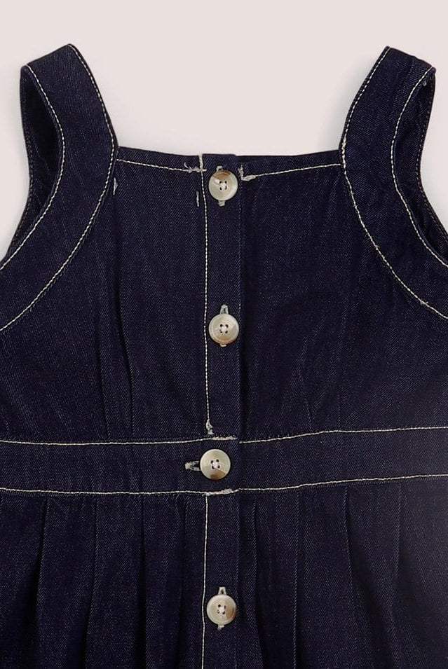 جينجرسنابس فستان جينز مخصر بأزرار أمامية كت بناتي أزرق غامق