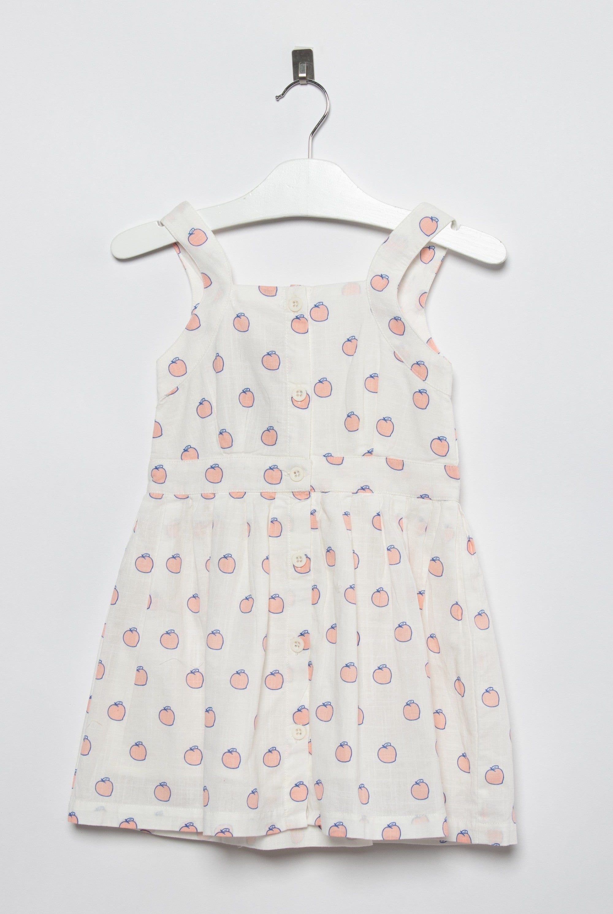 جينجرسنابس فستان بنقشة تفاح حمالات ياقة مربعة بناتي أوف وايت