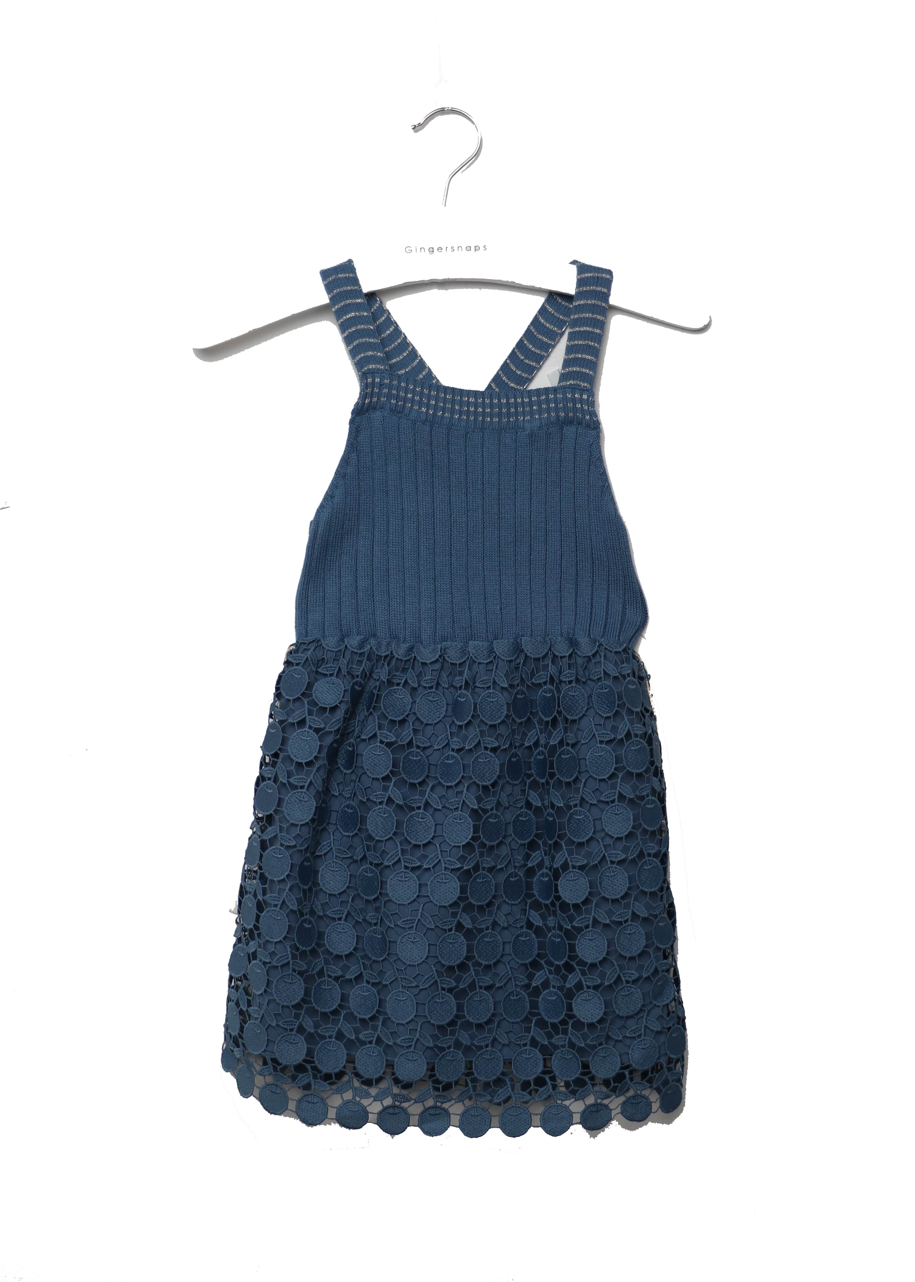 جينجرسنابس فستان بناتي جينز بأزرار أمامية بجيوب الأزرق السماوي