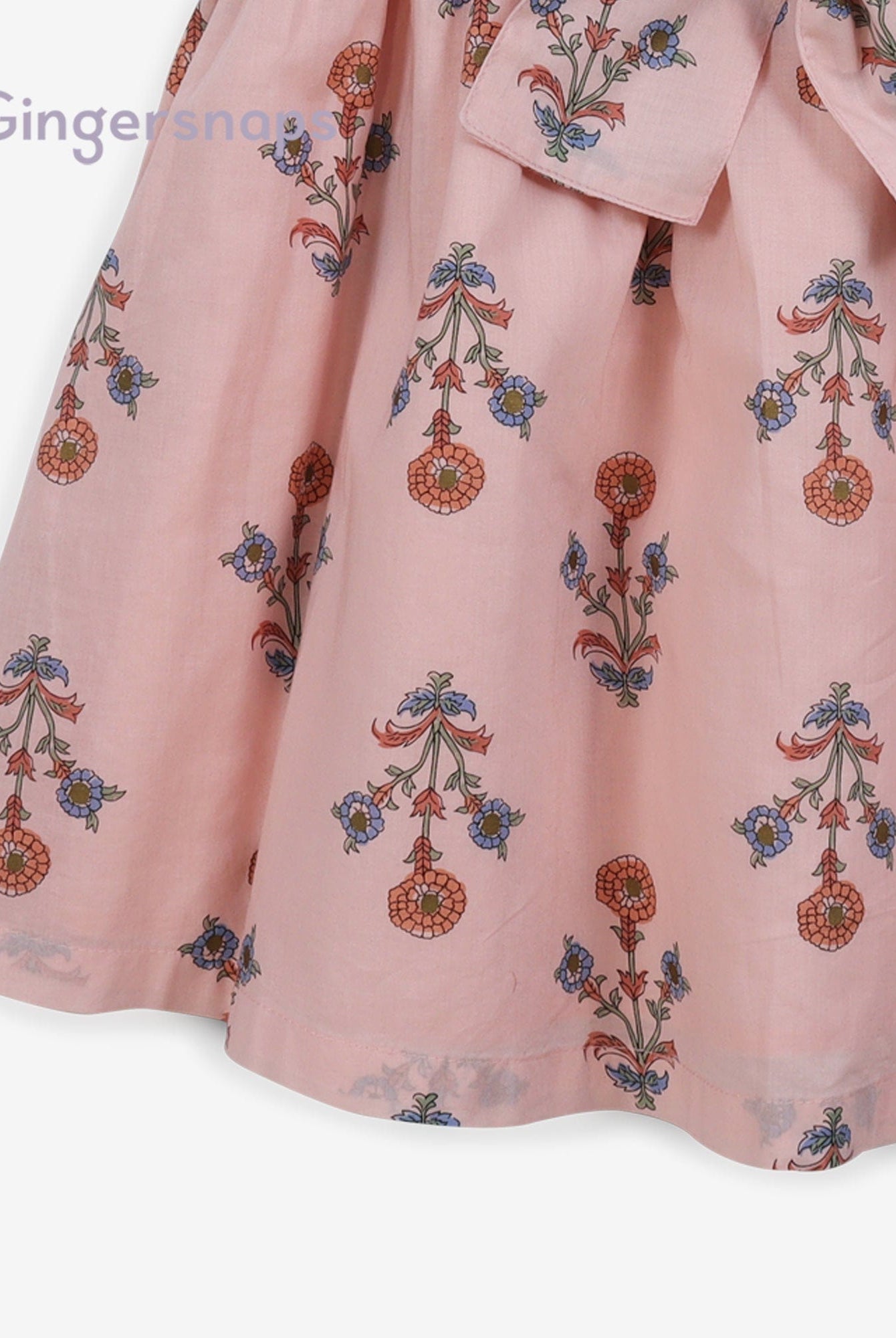 جينجرسنابس فستان بناتي منقوش كت بفيونكات وردي