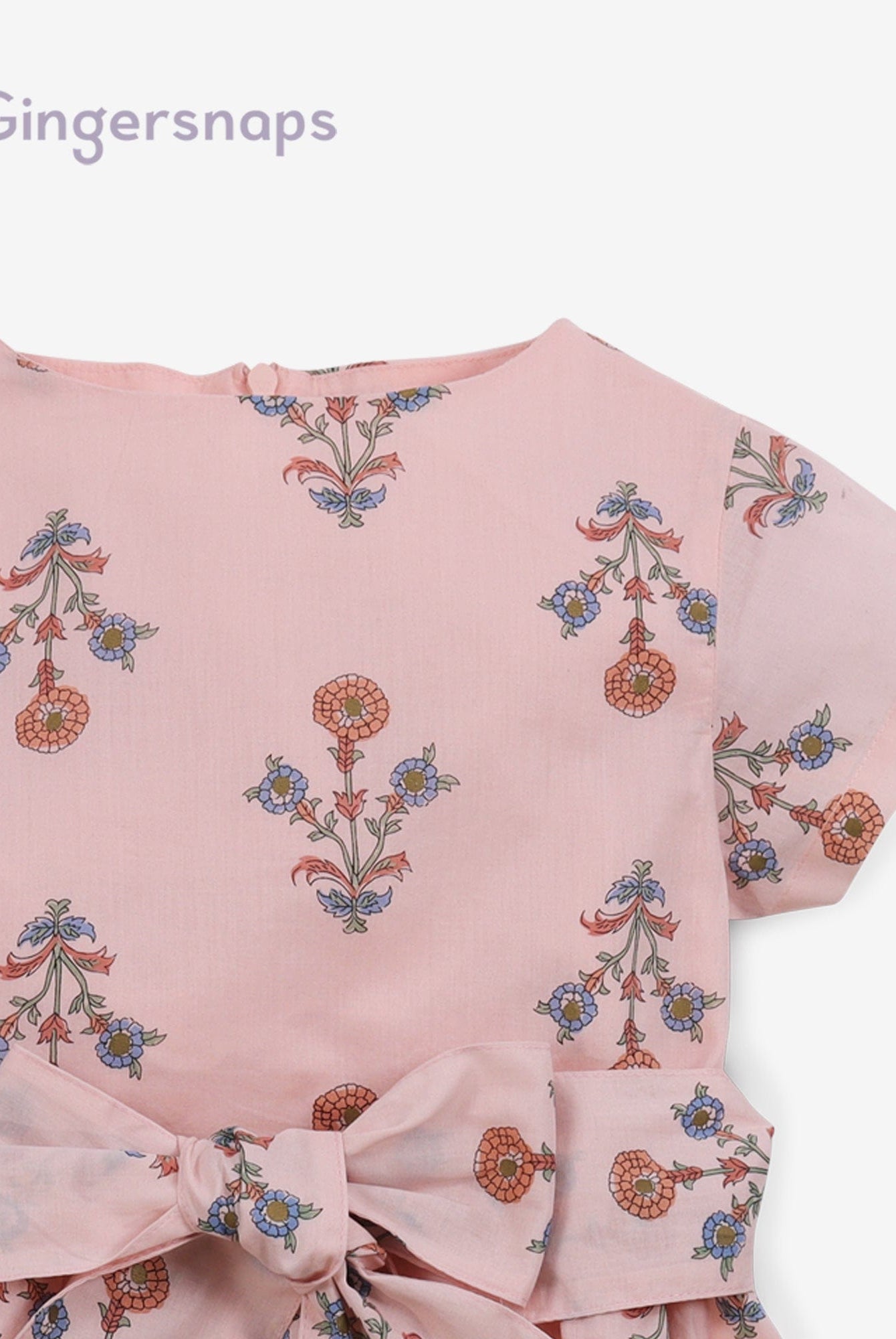 جينجرسنابس فستان بناتي منقوش كت بفيونكات وردي