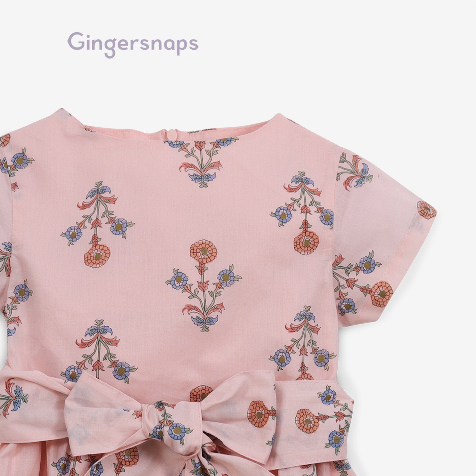 جينجرسنابس فستان بناتي منقوش كت بفيونكات وردي