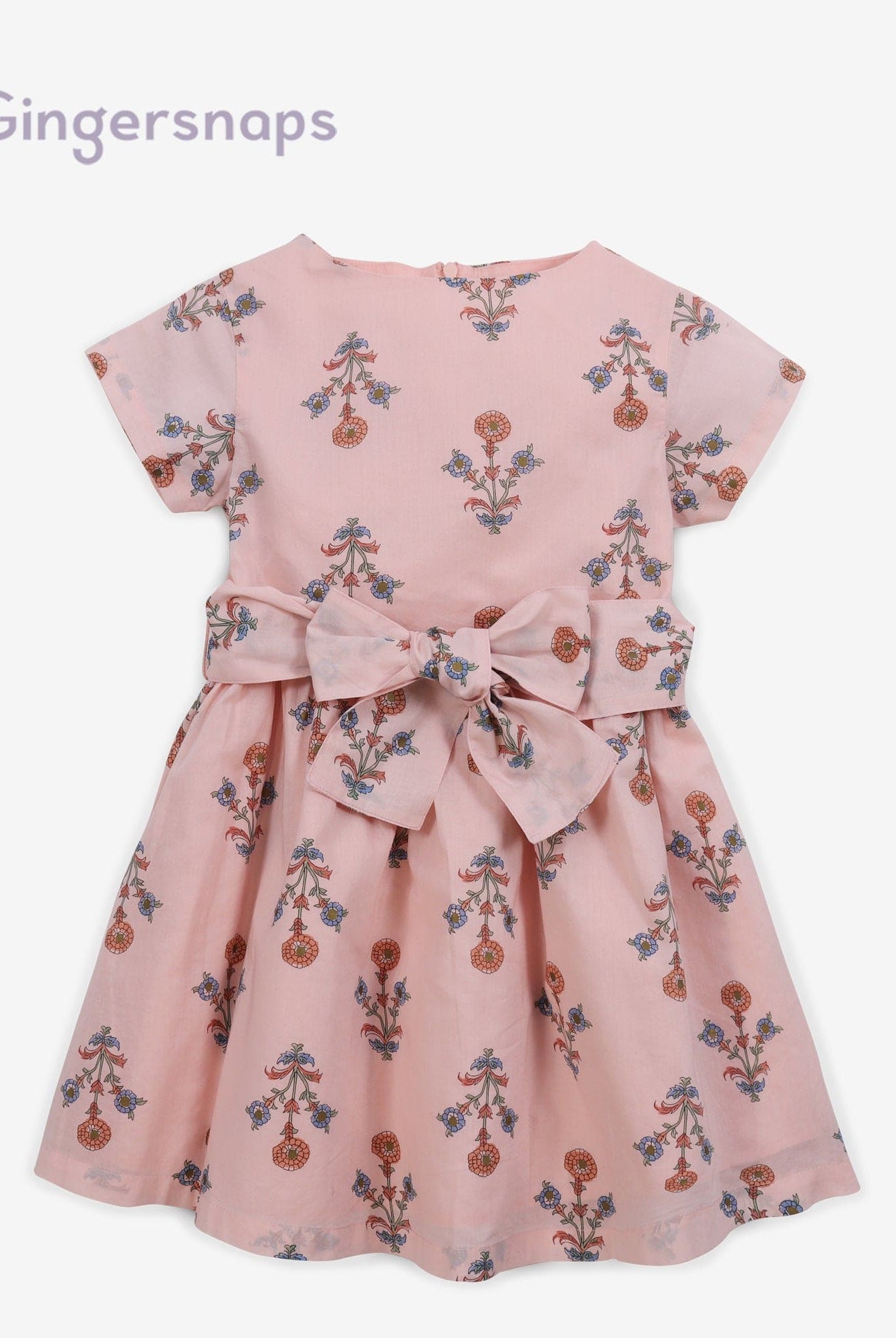 جينجرسنابس فستان بناتي منقوش كت بفيونكات وردي