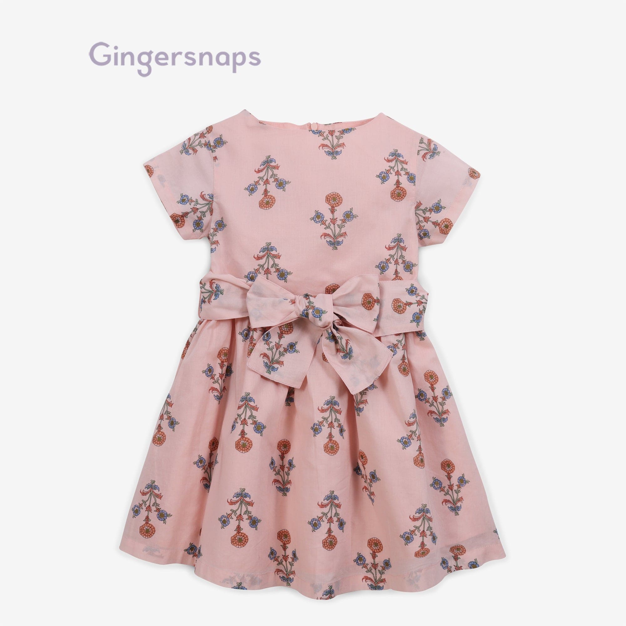 جينجرسنابس فستان بناتي منقوش كت بفيونكات وردي