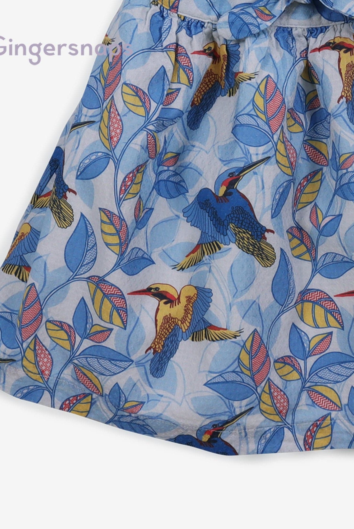 جينجرسنابس فستان مشجر حمالات مخصر بفيونكة على الخصر بناتي أزرق