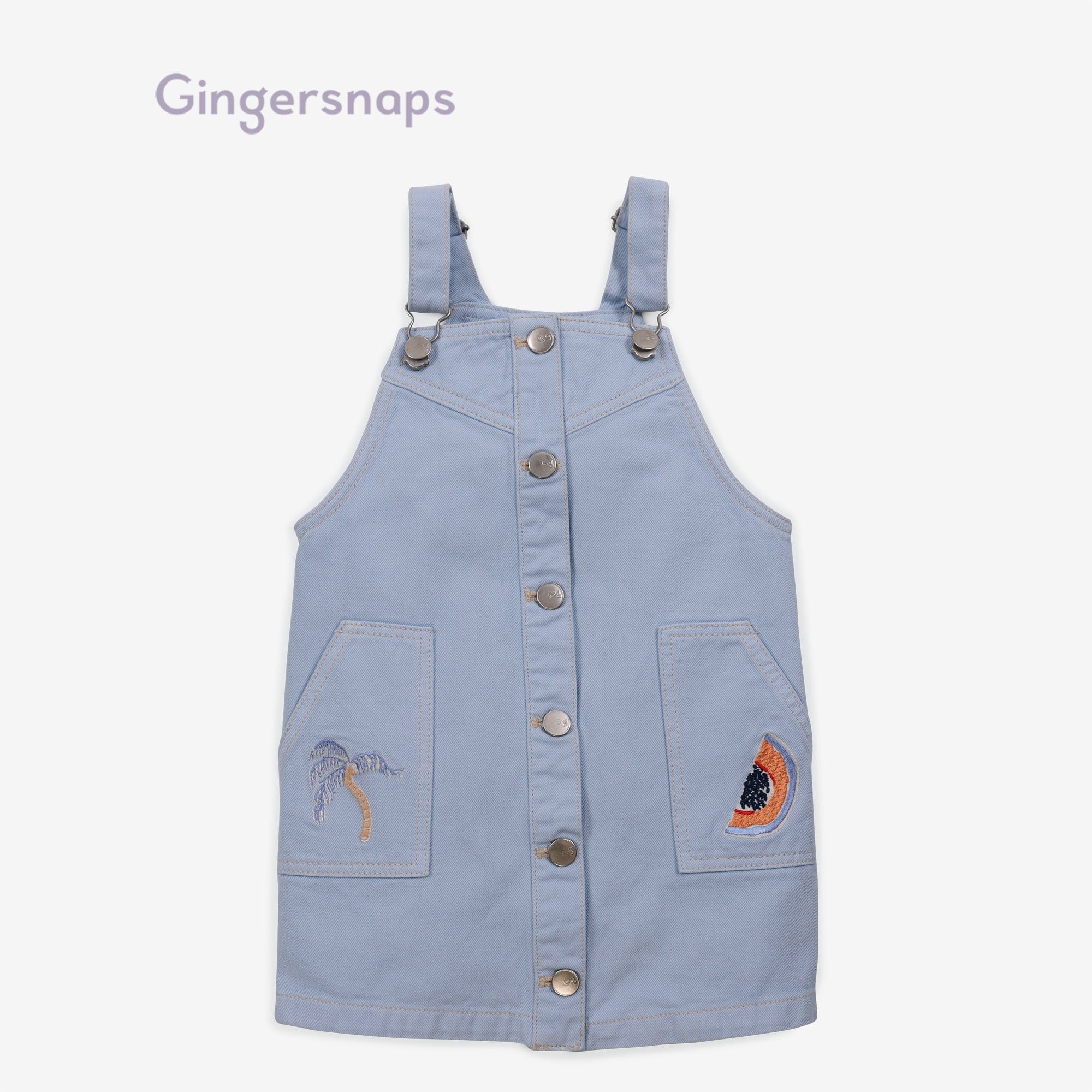 جينجرسنابس فستان جينز قصير بناتي أزرق سماوي