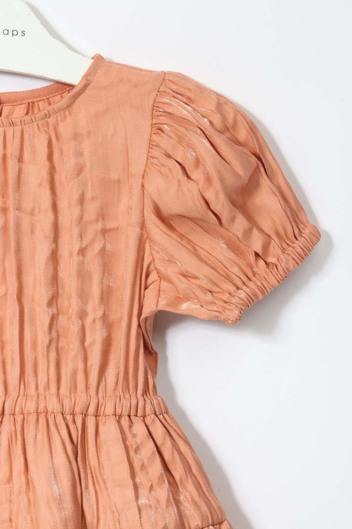 جينجرسنابس فستان مضلع مخصر كم قصير بف بناتي برتقالي فاتح