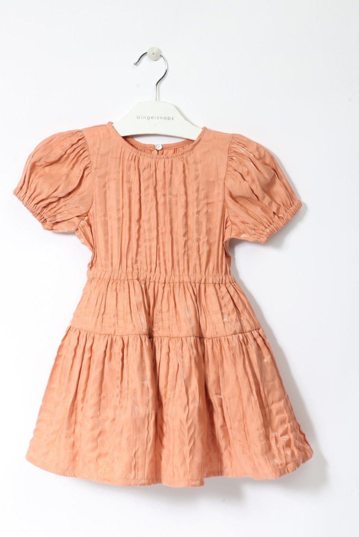 جينجرسنابس فستان مضلع مخصر كم قصير بف بناتي برتقالي فاتح