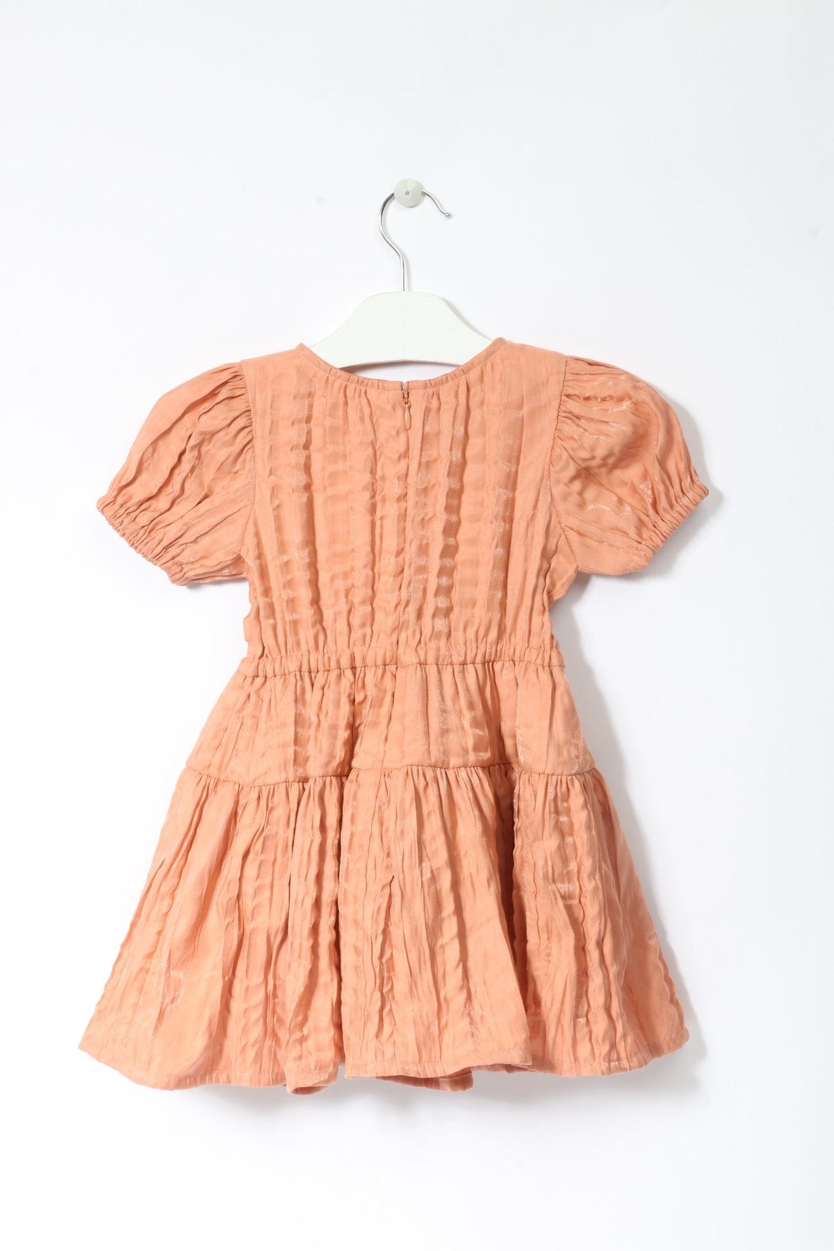 جينجرسنابس فستان مضلع مخصر كم قصير بف بناتي برتقالي فاتح