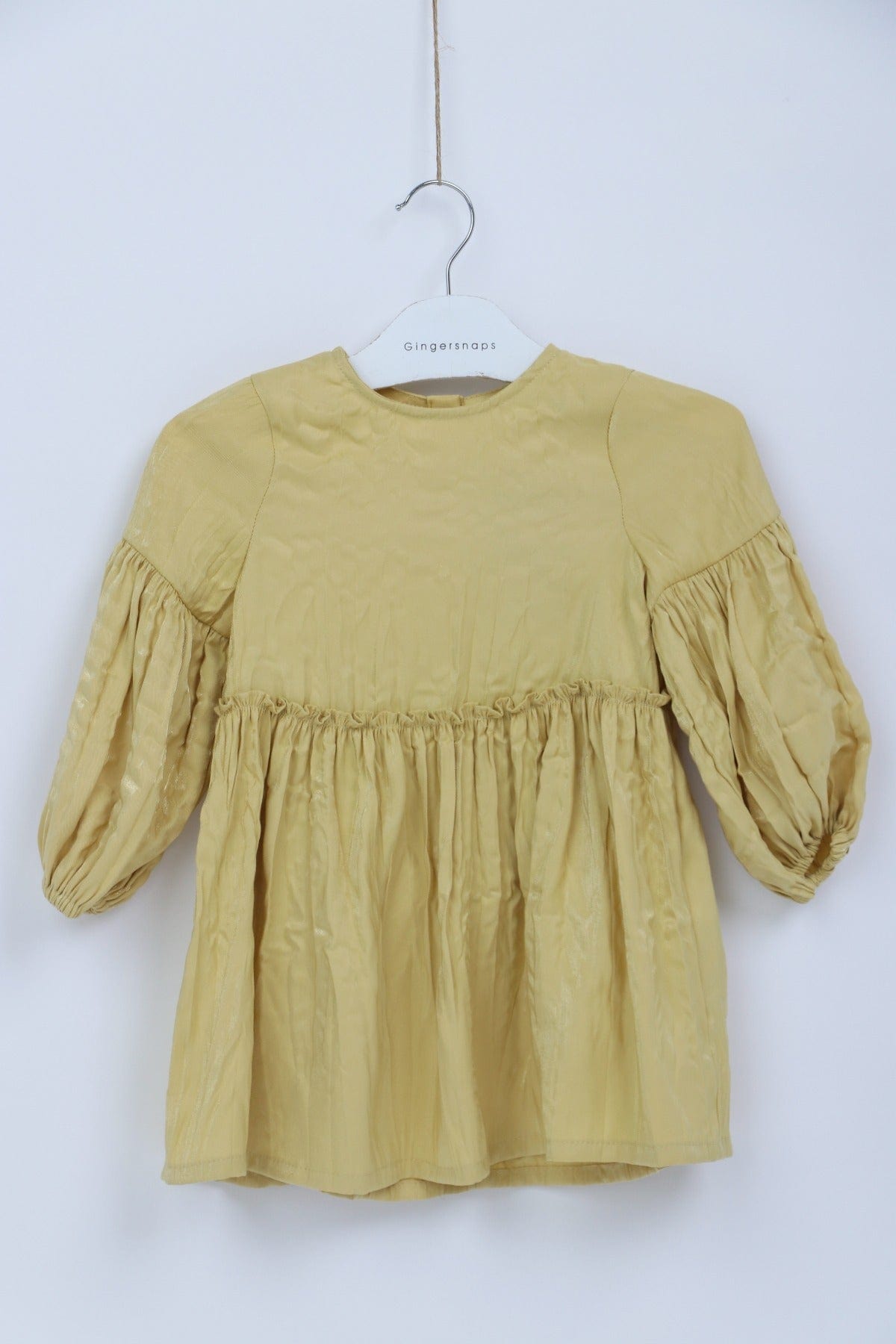 جينجرسنابس فستان واسع مكشكش من أسفل كم طويل بف بناتي أصفر