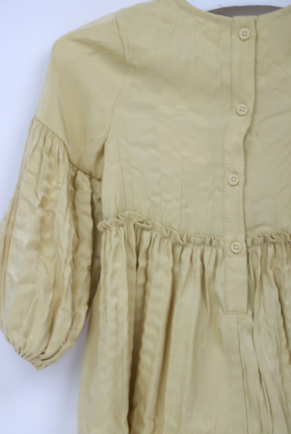 جينجرسنابس فستان واسع مكشكش من أسفل كم طويل بف بناتي أصفر