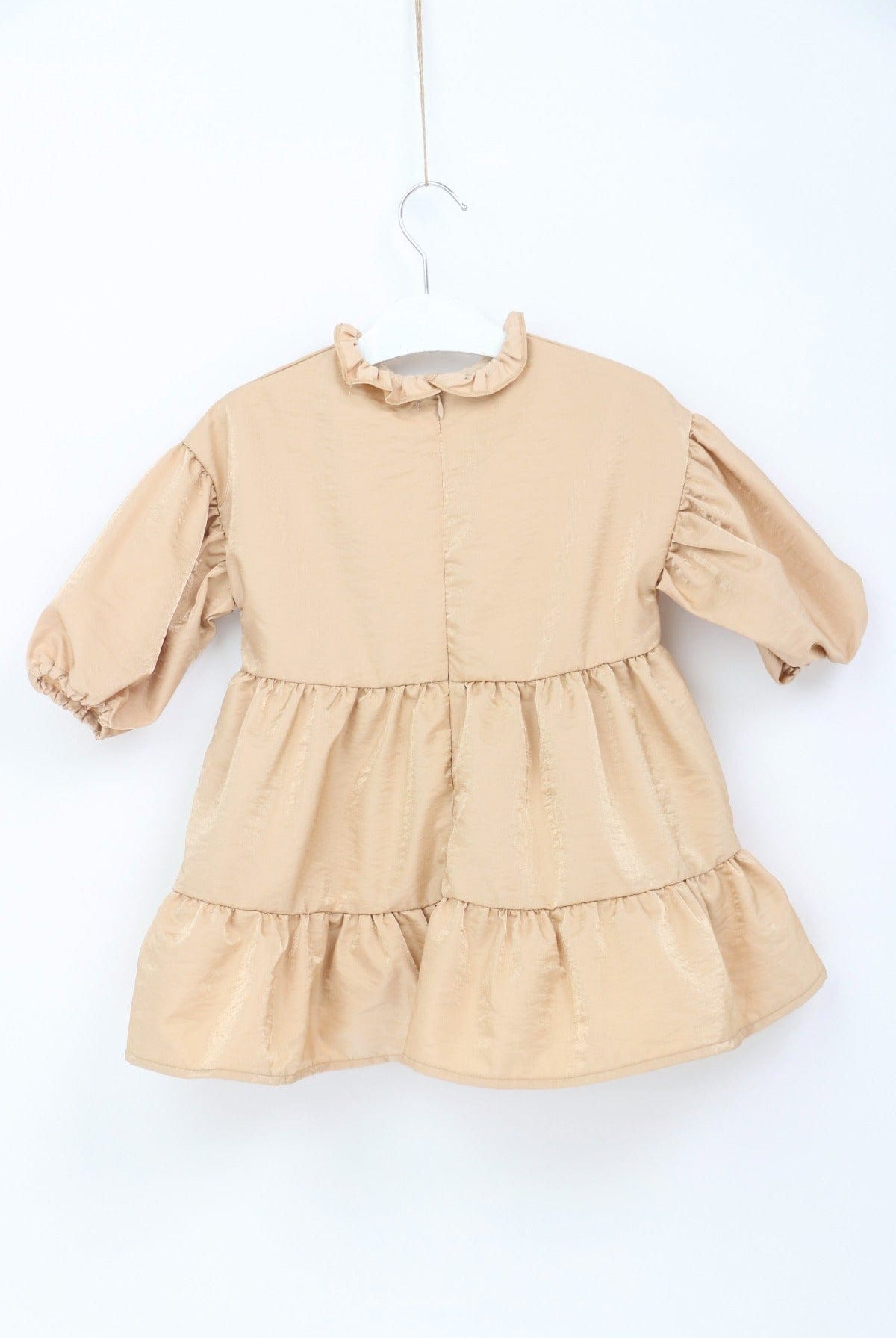 جينجرسنابس فستان سادة طبقات من تحت نص كم بف بناتي أزرق داكن