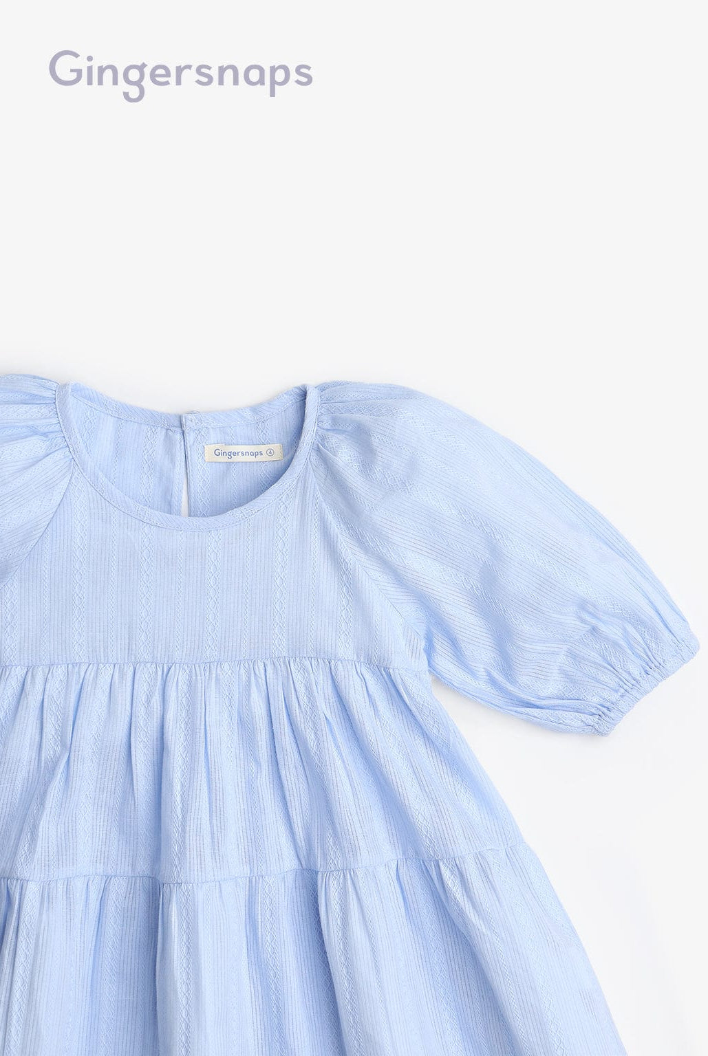 جينجرسنابس فستان قصير نص كم بف بناتي أزرق فاتح