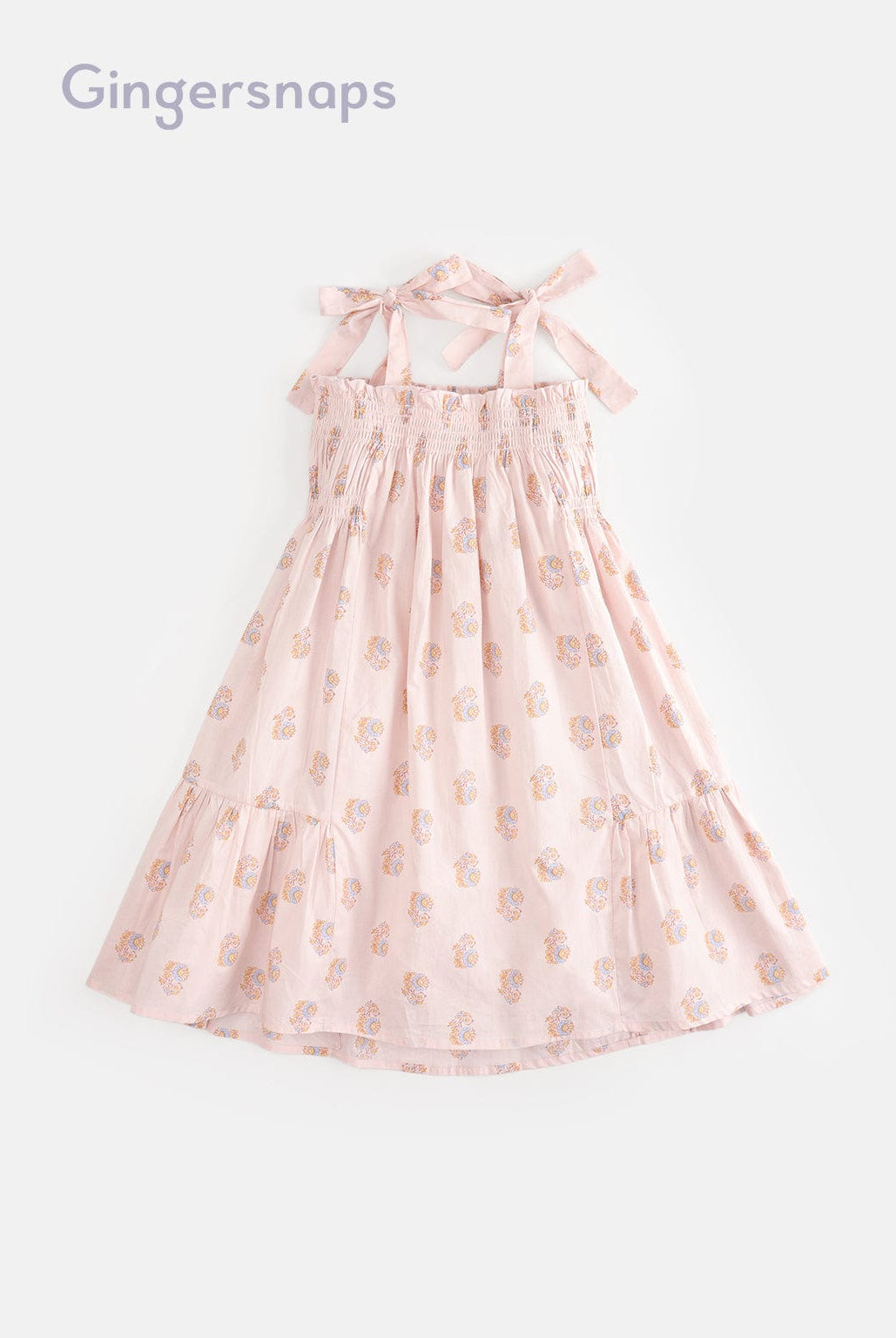 جينجرسنابس فستان صيفي منقوش حمالات بفيونكة منفوش من أسفل بناتي متعدد الألوان