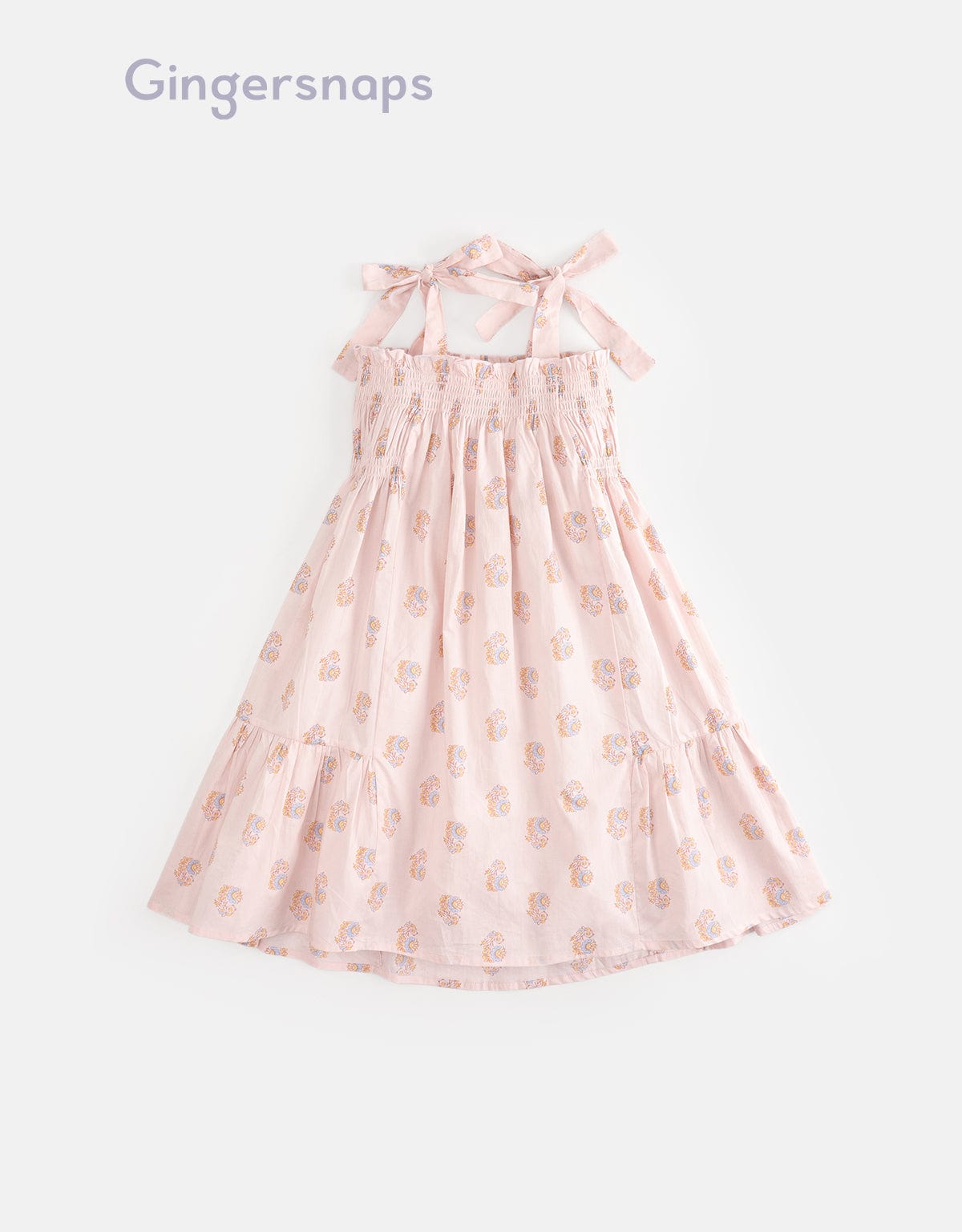 جينجرسنابس فستان صيفي منقوش حمالات بفيونكة منفوش من أسفل بناتي متعدد الألوان