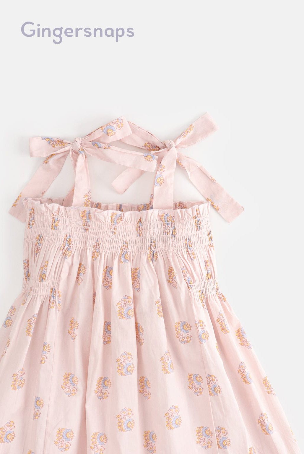 جينجرسنابس فستان صيفي منقوش حمالات بفيونكة منفوش من أسفل بناتي متعدد الألوان