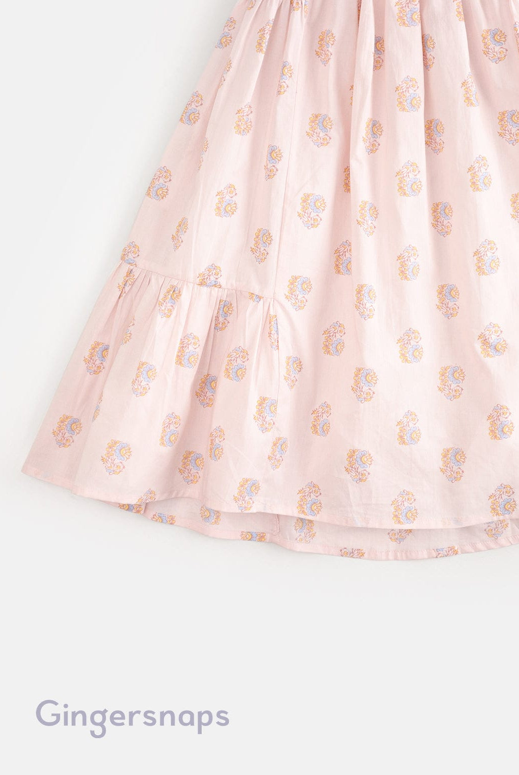 جينجرسنابس فستان صيفي منقوش حمالات بفيونكة منفوش من أسفل بناتي متعدد الألوان