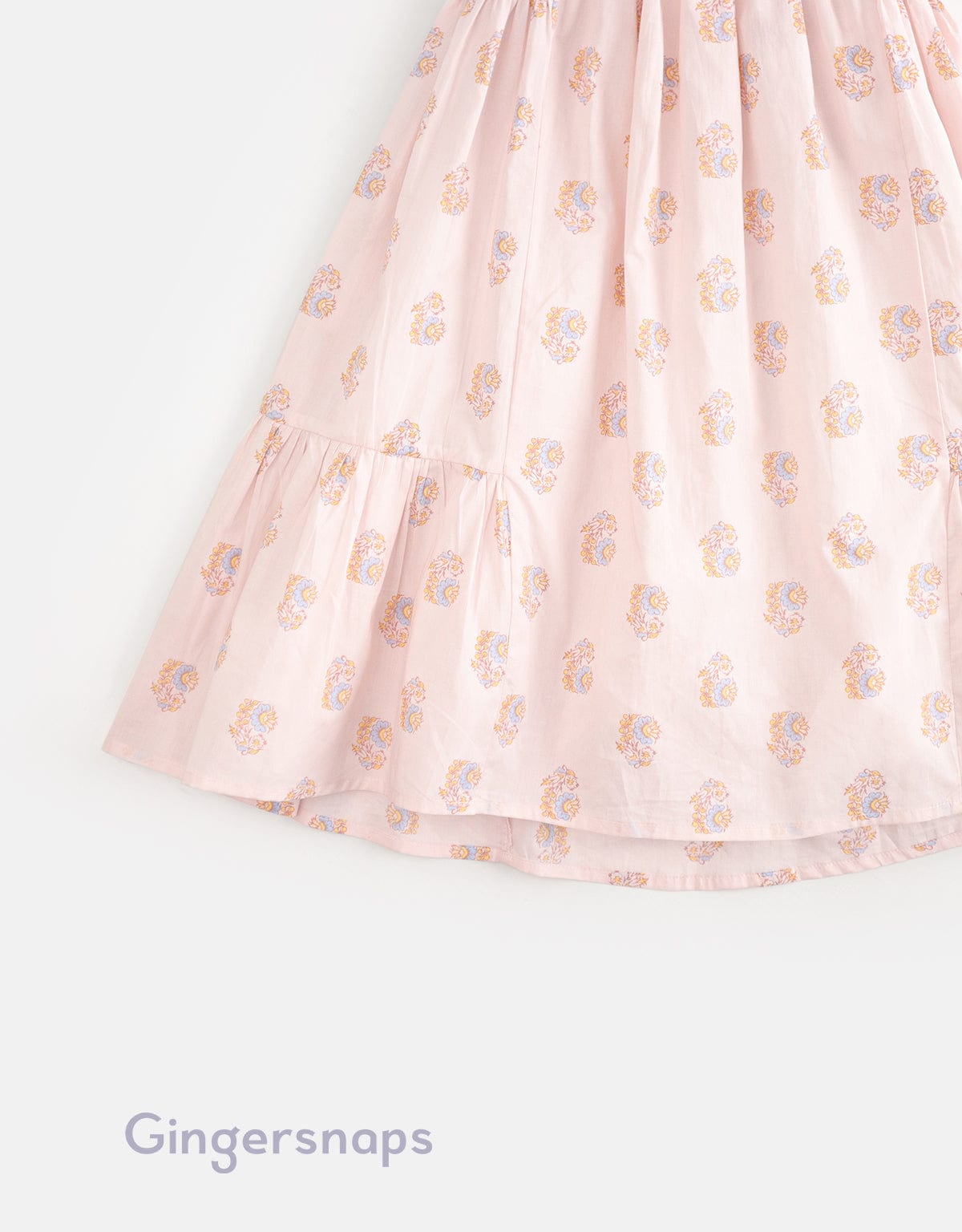 جينجرسنابس فستان صيفي منقوش حمالات بفيونكة منفوش من أسفل بناتي متعدد الألوان