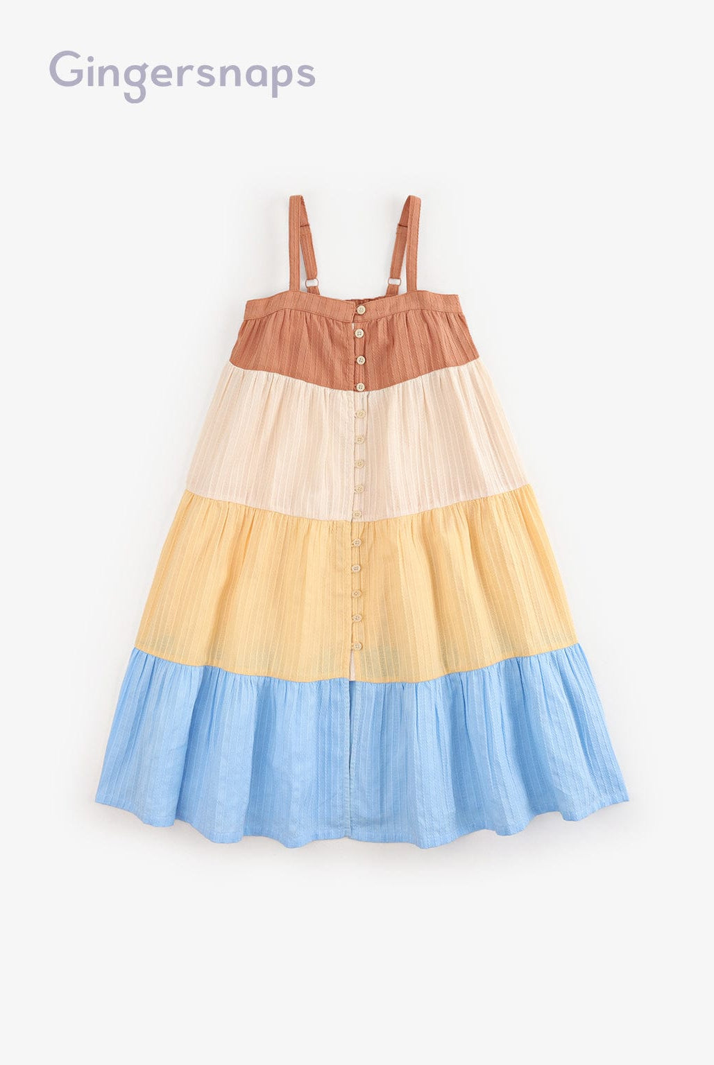 جينجرسنابس فستان ألوان أزرار أمامية حمالات واسع أطفال بناتي متعدد الألوان