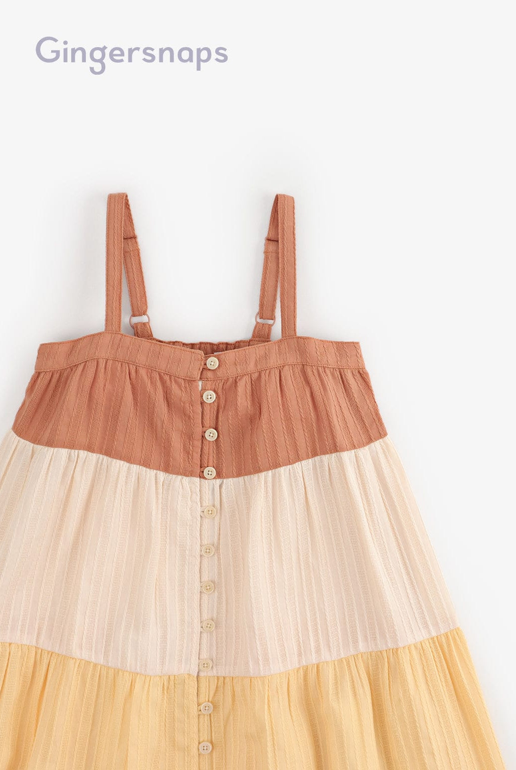 جينجرسنابس فستان ألوان أزرار أمامية حمالات واسع أطفال بناتي متعدد الألوان