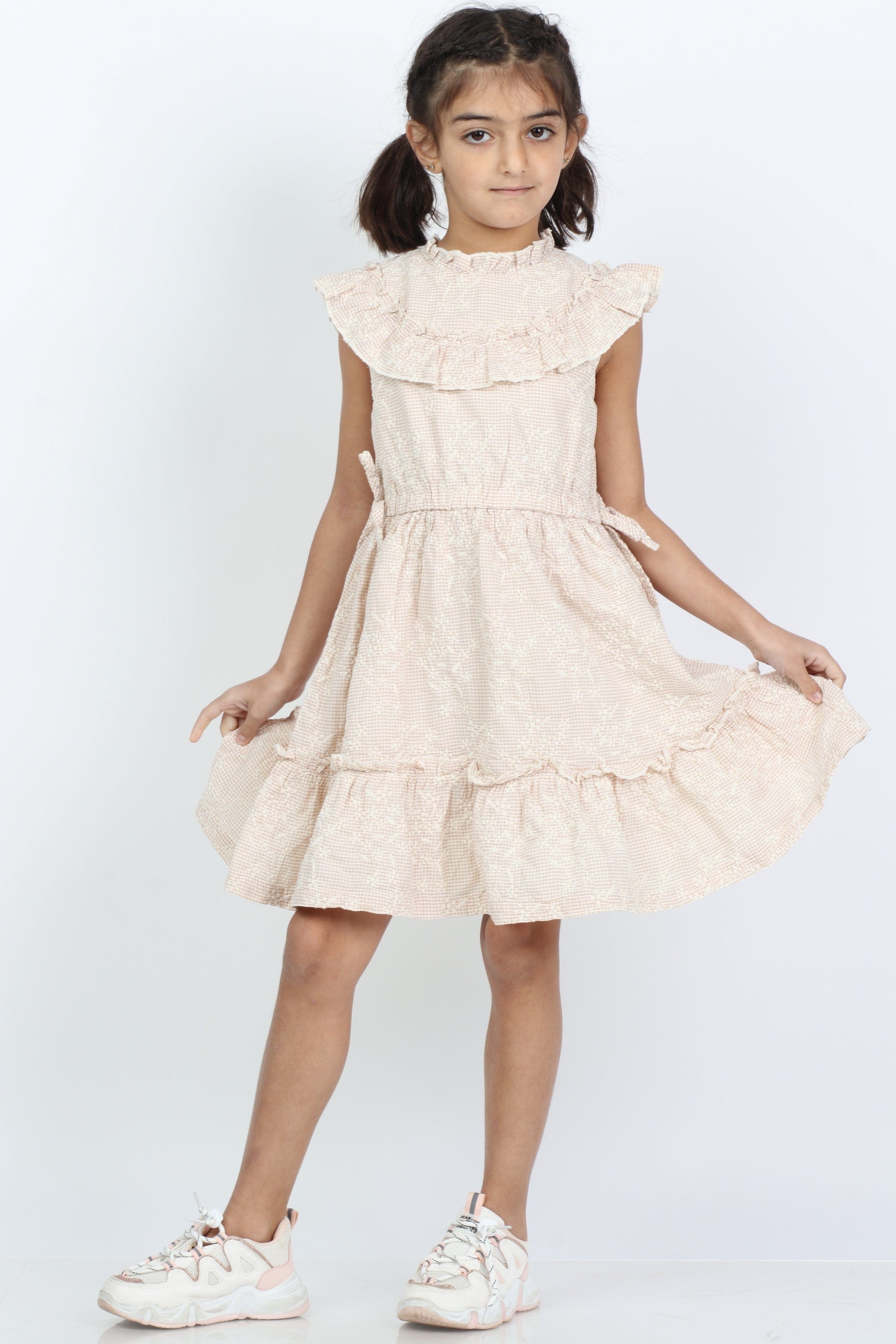 جينجرسنابس فستان مخصر منفوش من أسفل بناتي بني