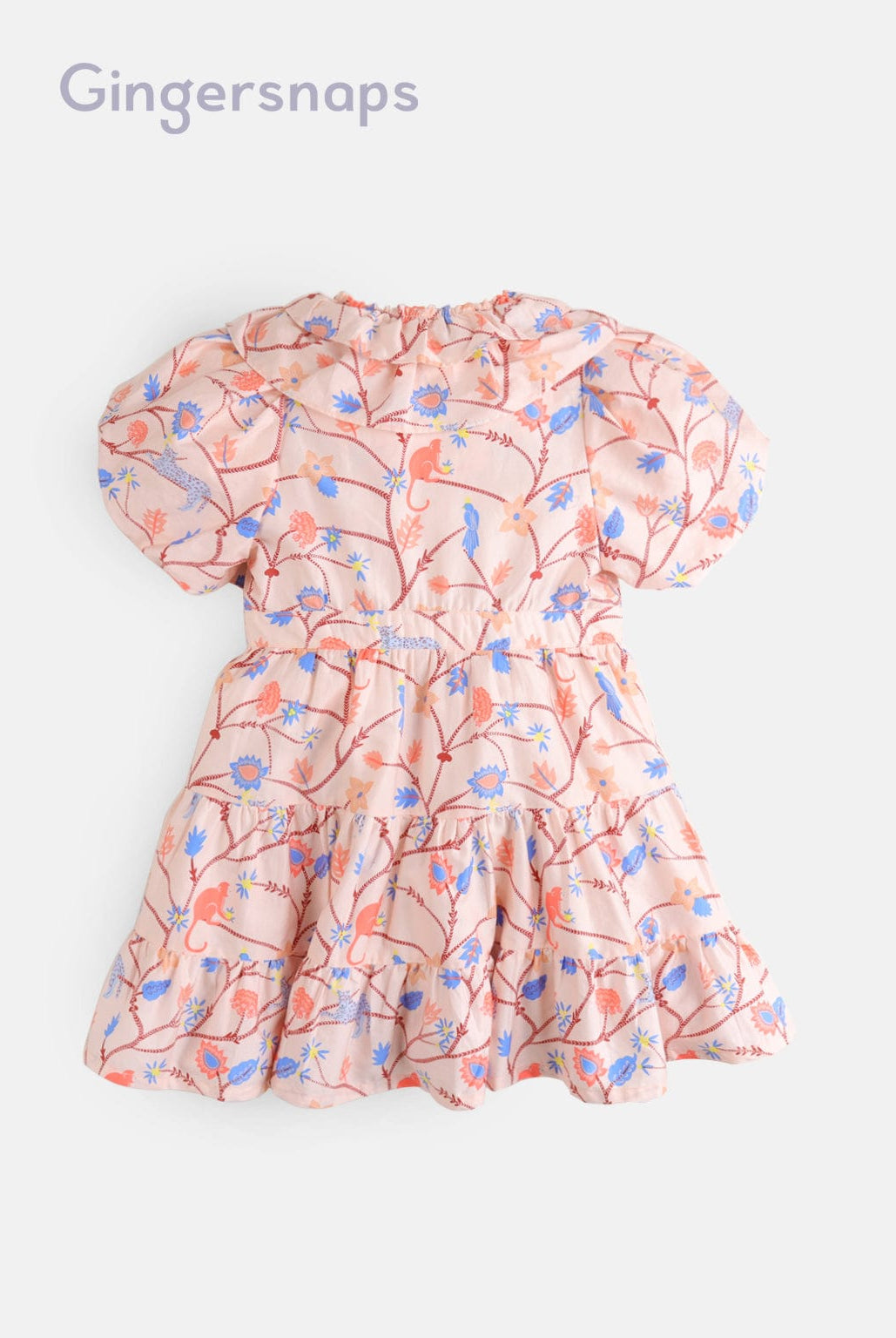 جينجرسنابس فستان أطفال بناتي مشجر مخصر كم قصير فتحة سبعة متعدد الألوان