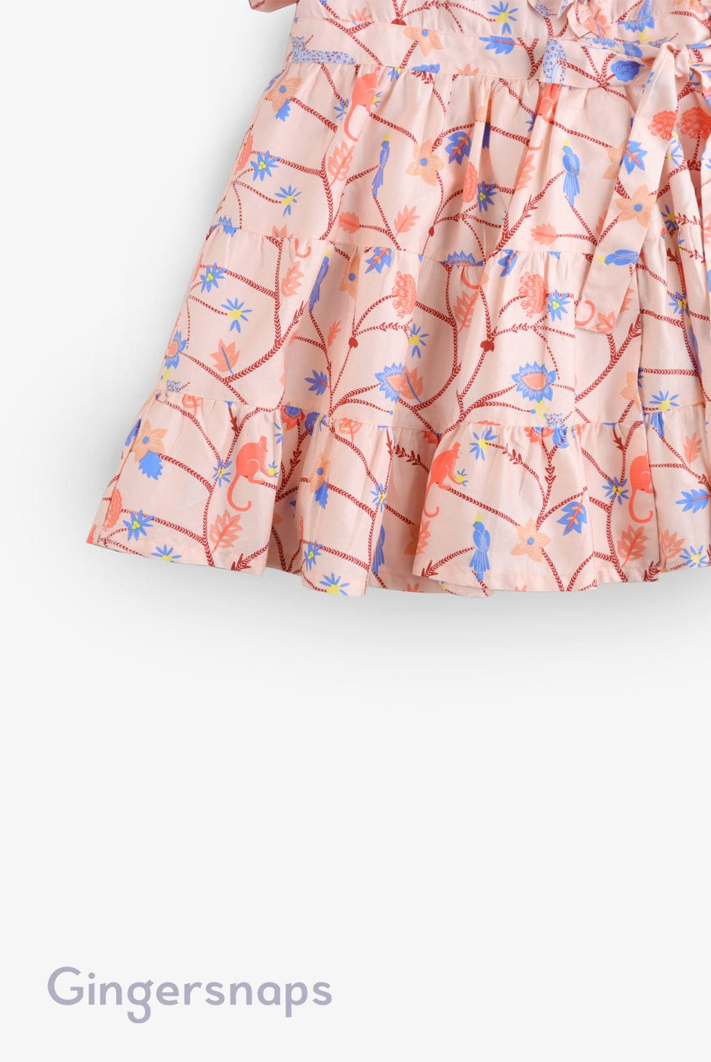 جينجرسنابس فستان أطفال بناتي مشجر مخصر كم قصير فتحة سبعة متعدد الألوان