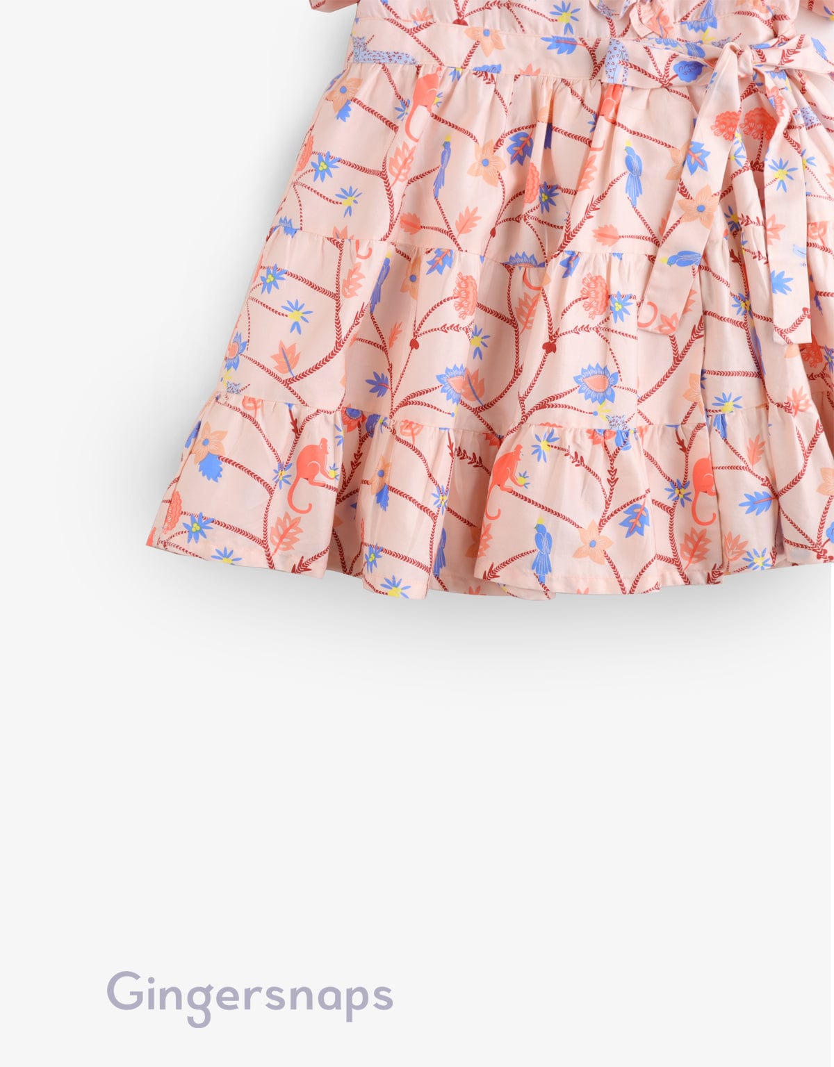 جينجرسنابس فستان أطفال بناتي مشجر مخصر كم قصير فتحة سبعة متعدد الألوان