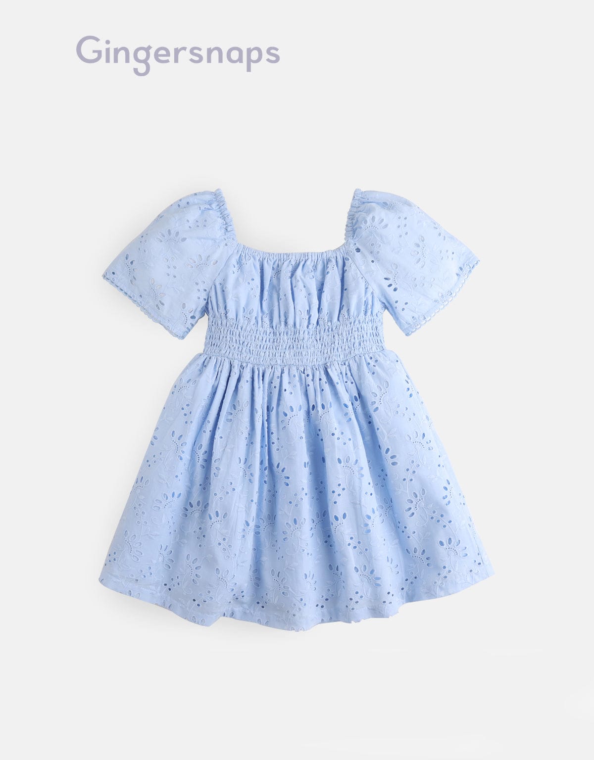 جينجرسنابس فستان بناتي أطفال مخصر منفوش كم قصير أزرق