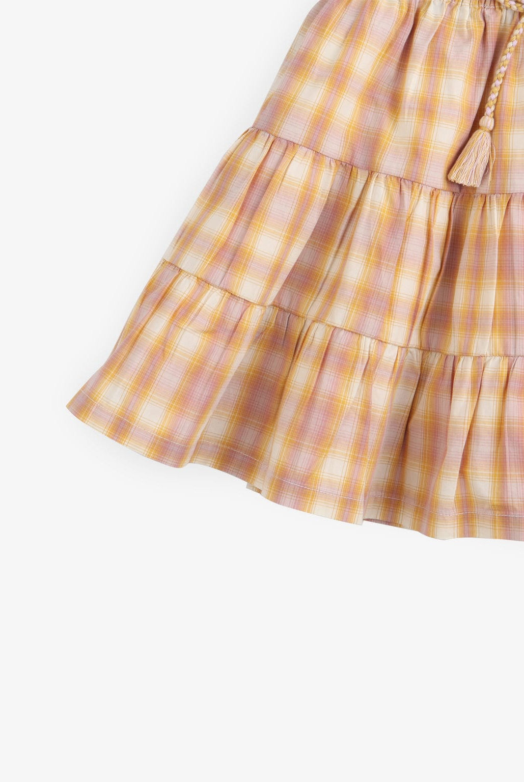 جينجرسنابس فستان بناتي كاروهات مخصر برباط على الخصر كم قصير متعدد الألوان