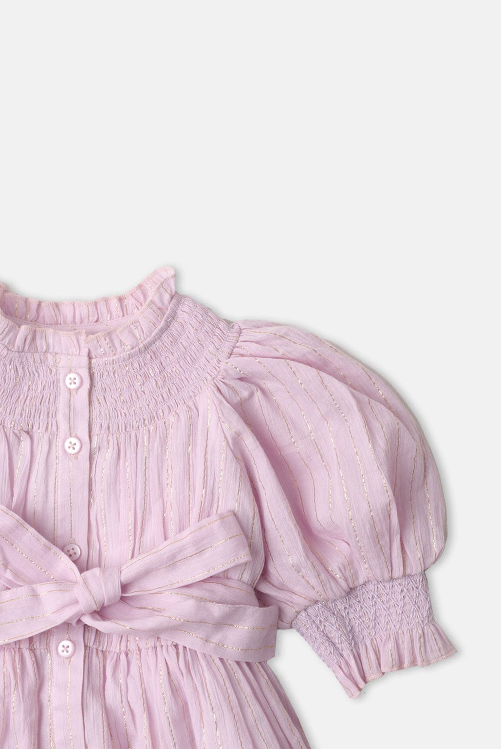 جينجرسنابس فستان مخطط بالطول بحزام على الخصر كم قصير بف بناتي أرجواني