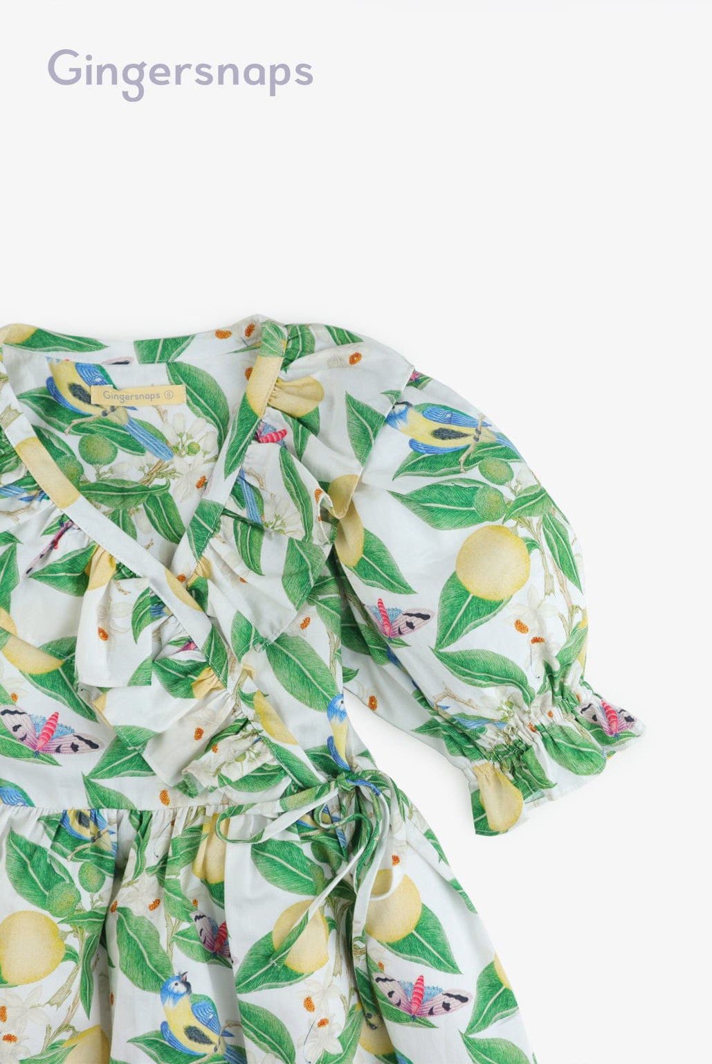 جينجرسنابس فستان بناتي مشجر مخصر نص كم بف متعدد الألوان