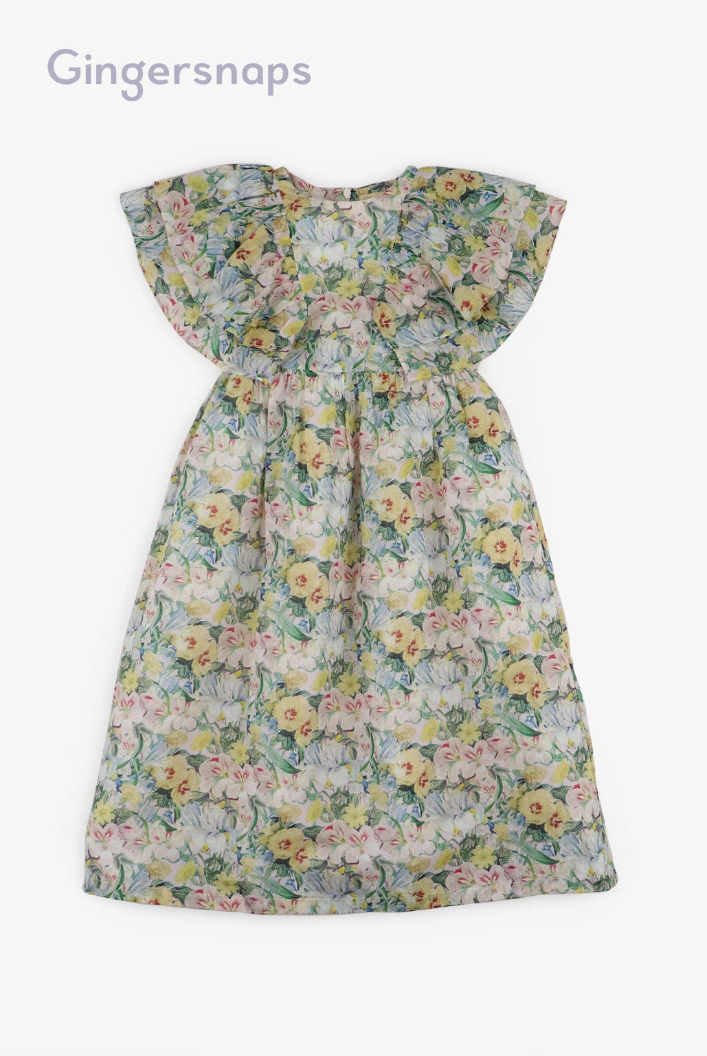 جينجرسنابس فستان مشجر مخصر كم فراشة بناتي متعدد الألوان