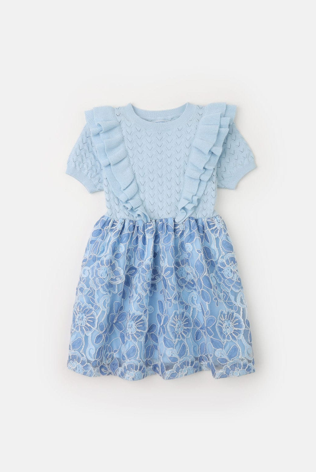 جينجرسنابس فستان مخصر مورد من أسفل كم قصير بناتي أزرق