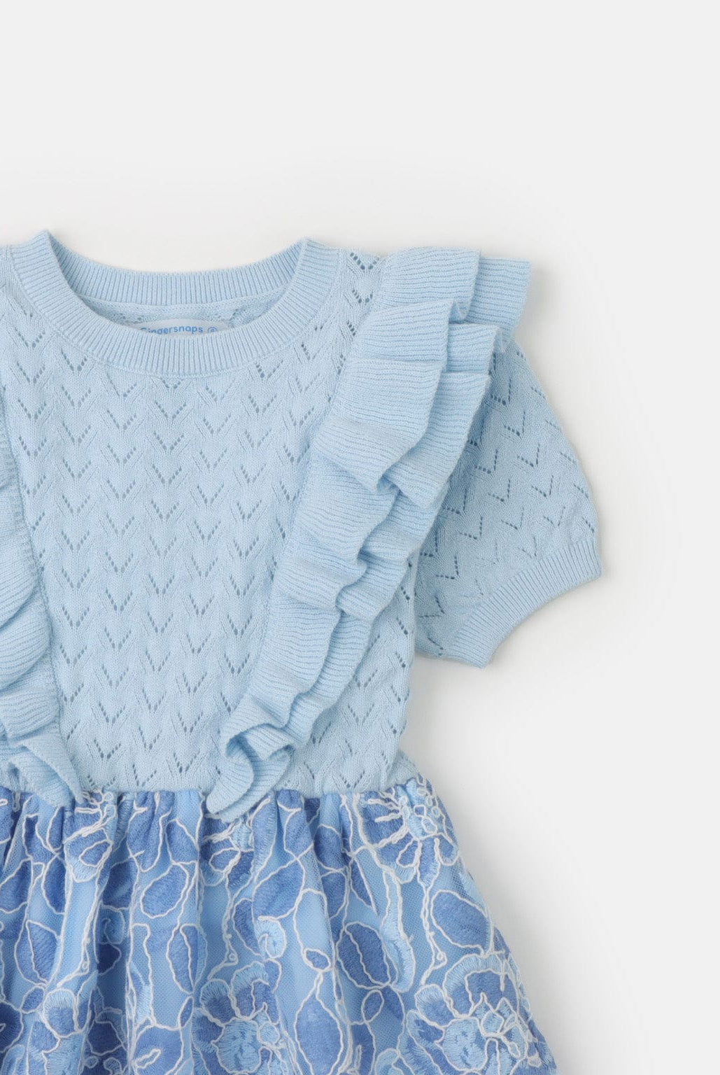 جينجرسنابس فستان مخصر مورد من أسفل كم قصير بناتي أزرق