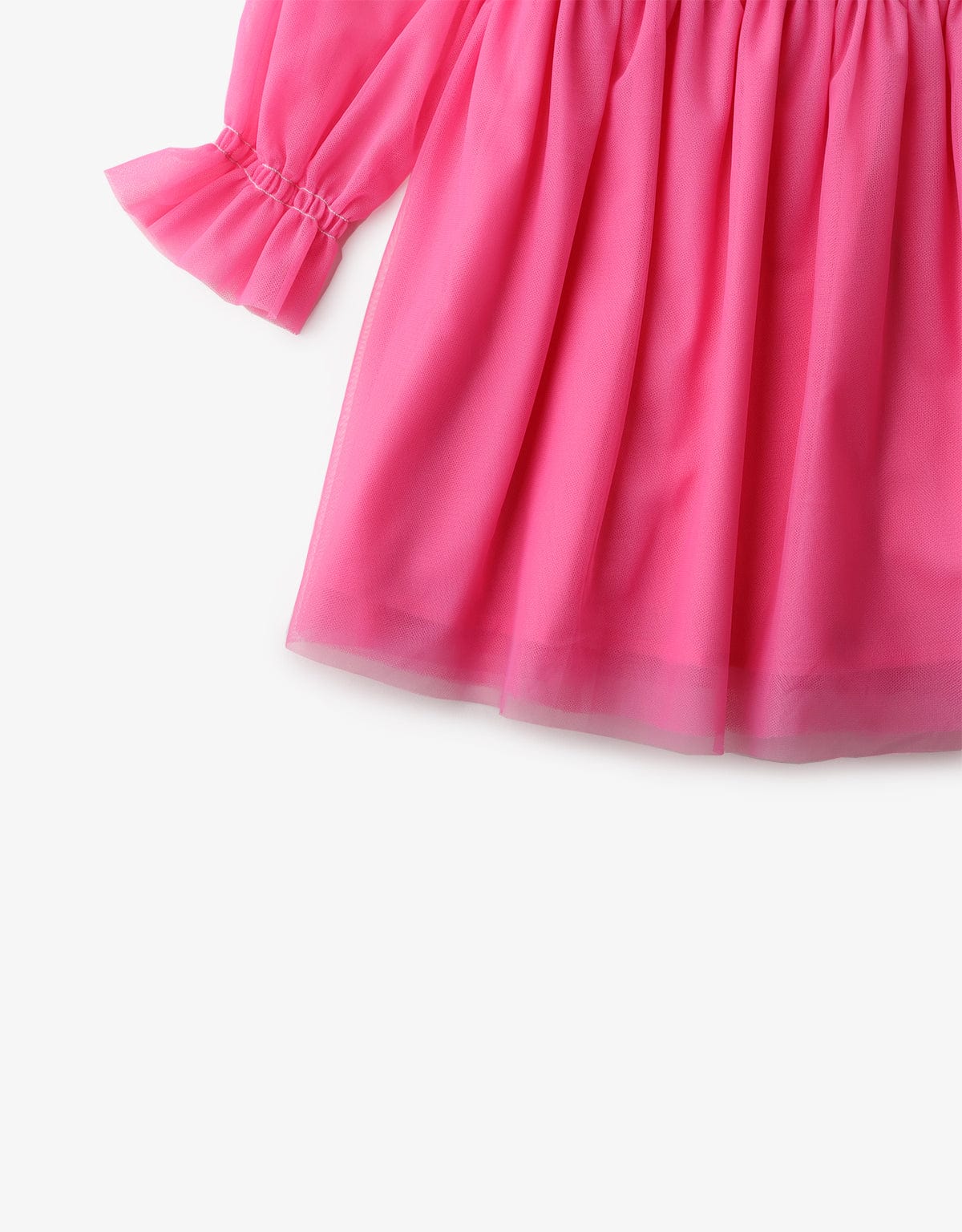 جينجرسنابس فستان بناتي لامع من أعلى كلوش من أسفل كم طويل وردي