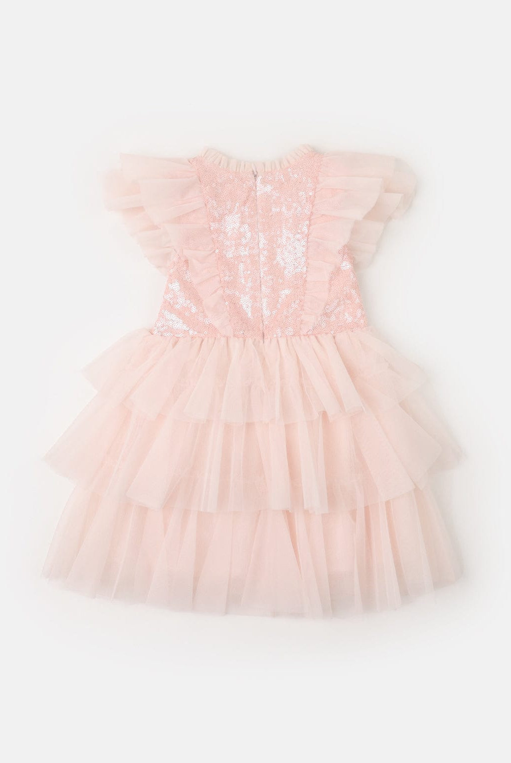 جينجرسنابس فستان سادة لامع بطبقات مكشكشة من أسفل بناتي وردي