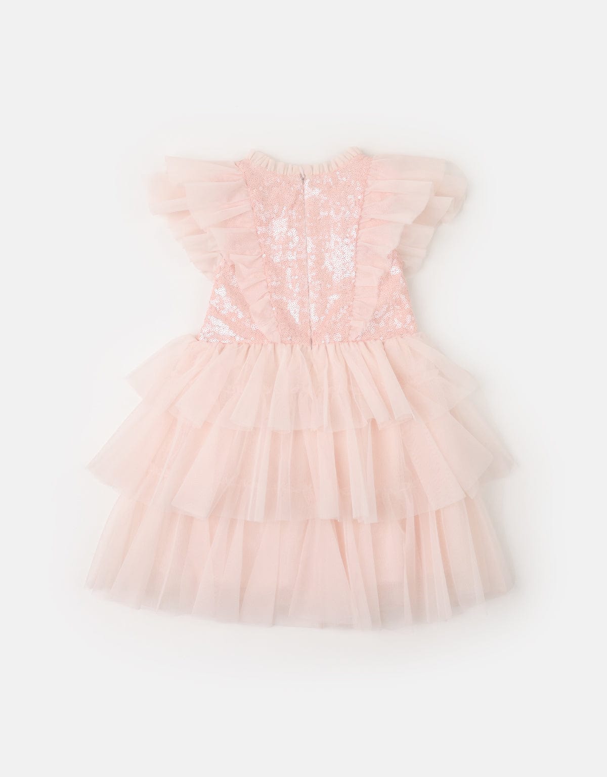 جينجرسنابس فستان سادة لامع بطبقات مكشكشة من أسفل بناتي وردي