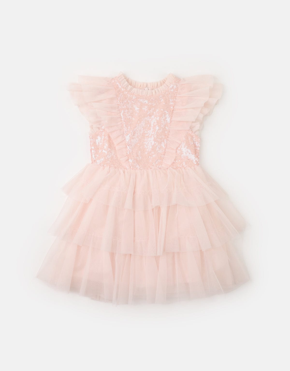 جينجرسنابس فستان سادة لامع بطبقات مكشكشة من أسفل بناتي وردي