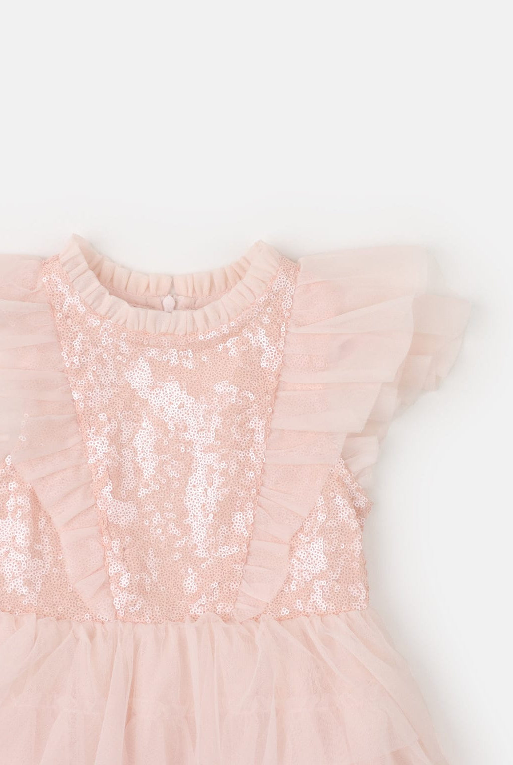 جينجرسنابس فستان سادة لامع بطبقات مكشكشة من أسفل بناتي وردي