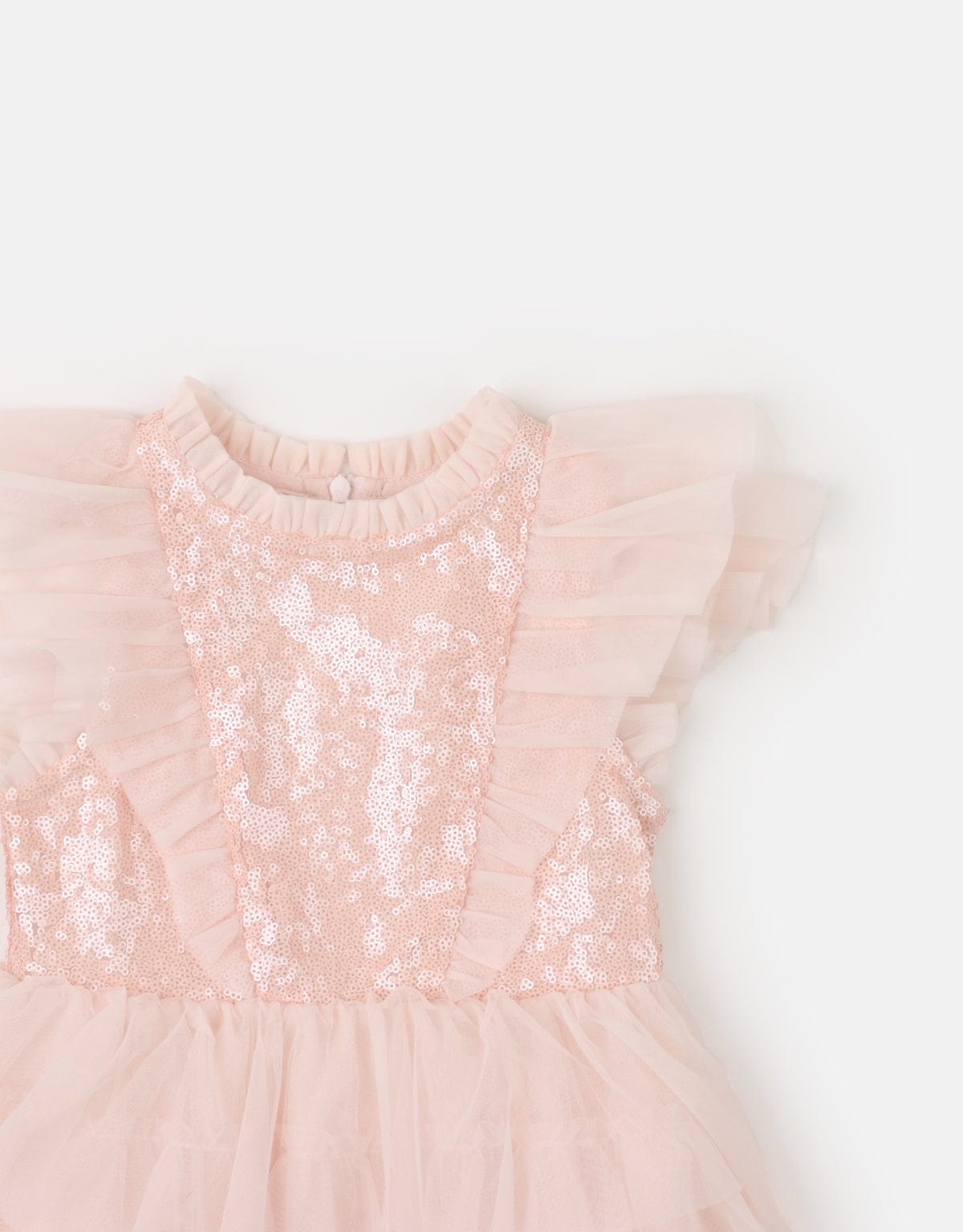 جينجرسنابس فستان سادة لامع بطبقات مكشكشة من أسفل بناتي وردي