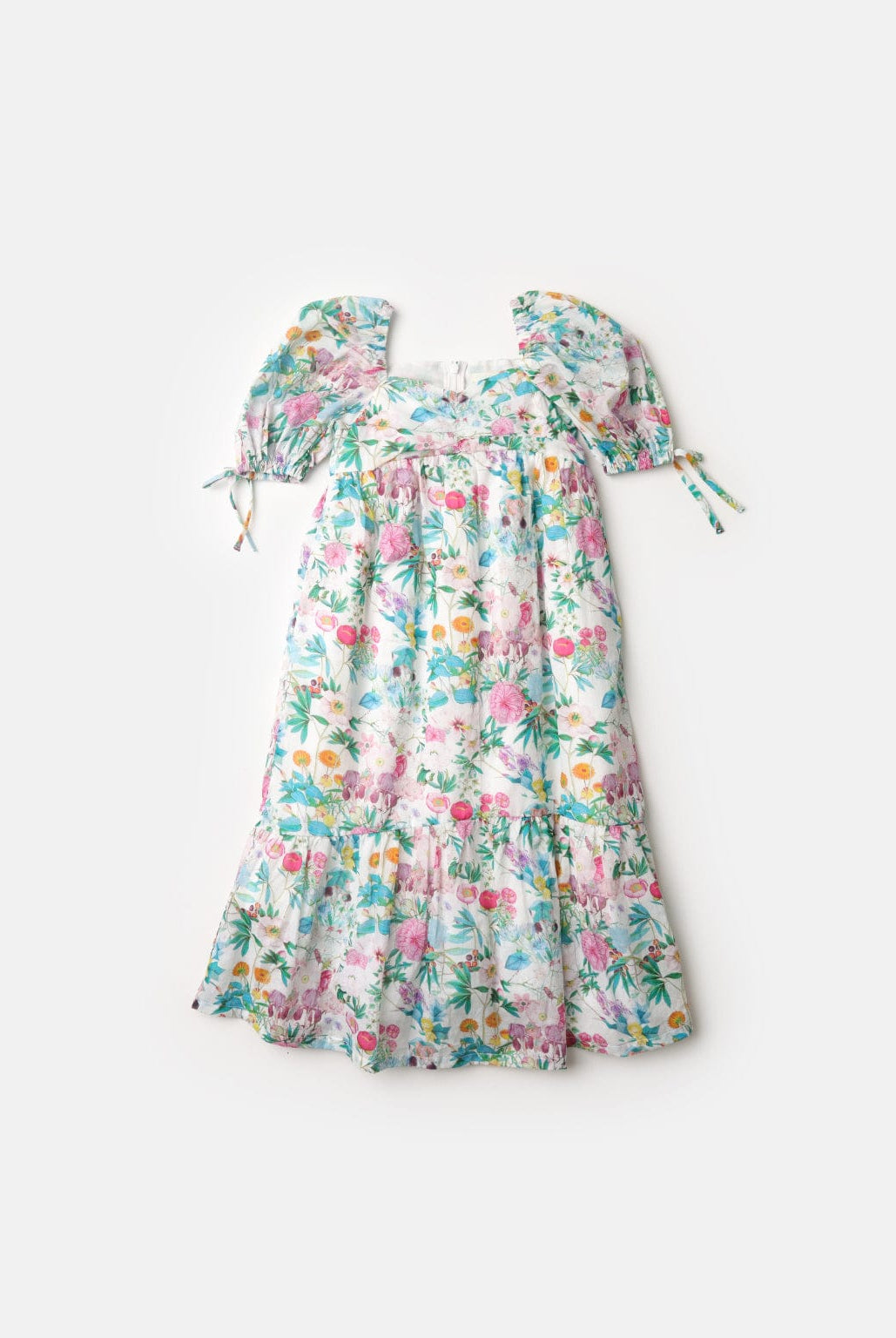 جينجرسنابس فستان بناتي مشجر ياقة مربعة كم قصير متعدد الألوان