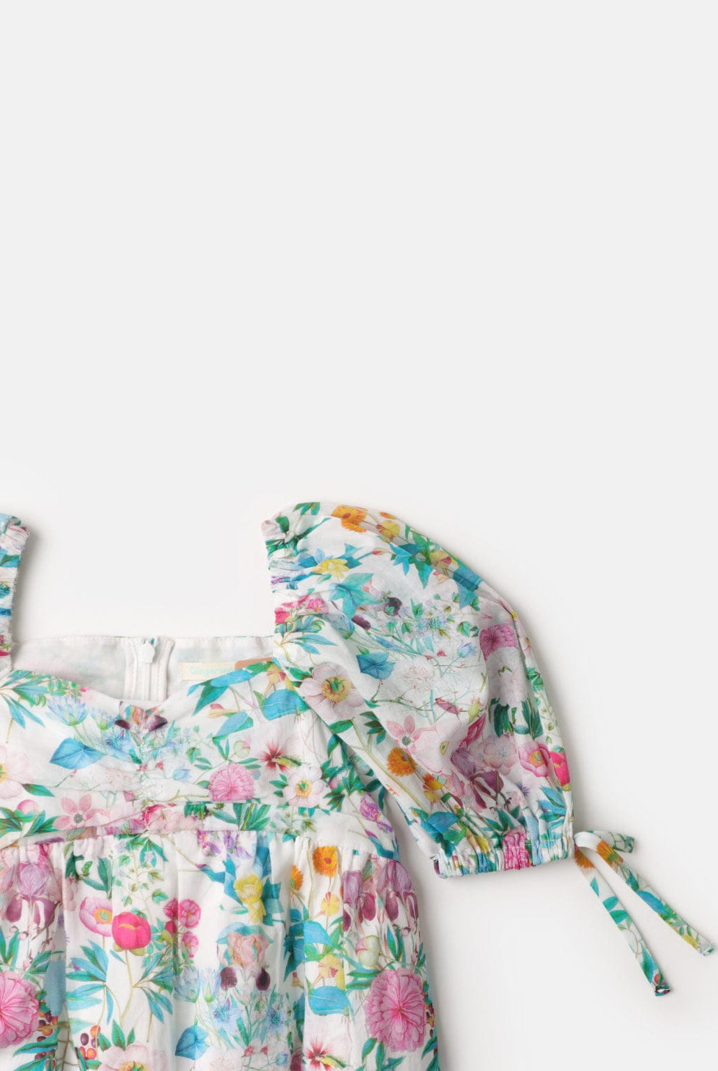 جينجرسنابس فستان بناتي مشجر ياقة مربعة كم قصير متعدد الألوان