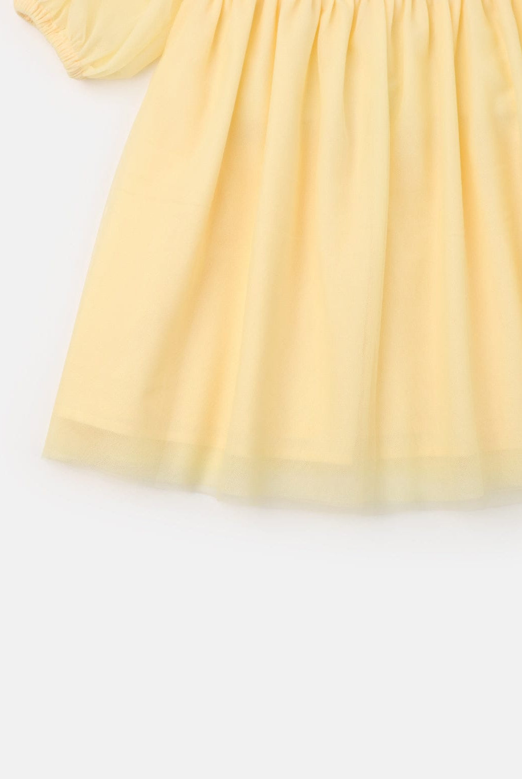 جينجرسنابس فستان بناتي سادة مخصر نص كم بف أصفر