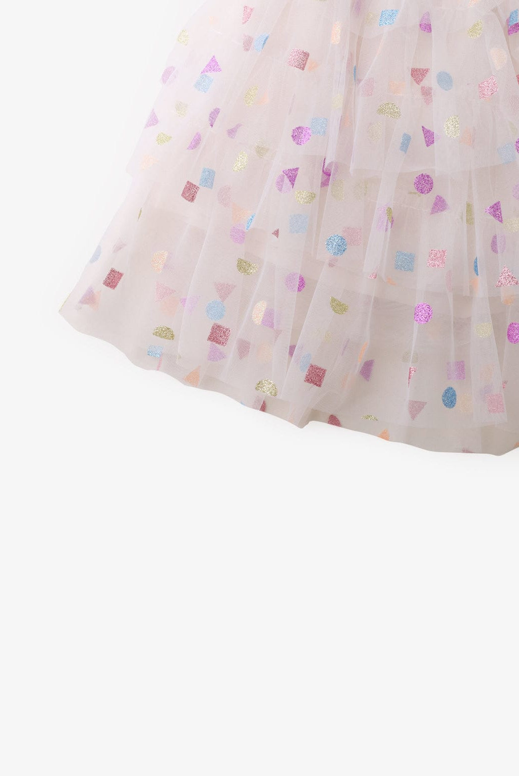 جينجرسنابس فستان منقط مكشكش طبقات نص كم بناتي أوف وايت