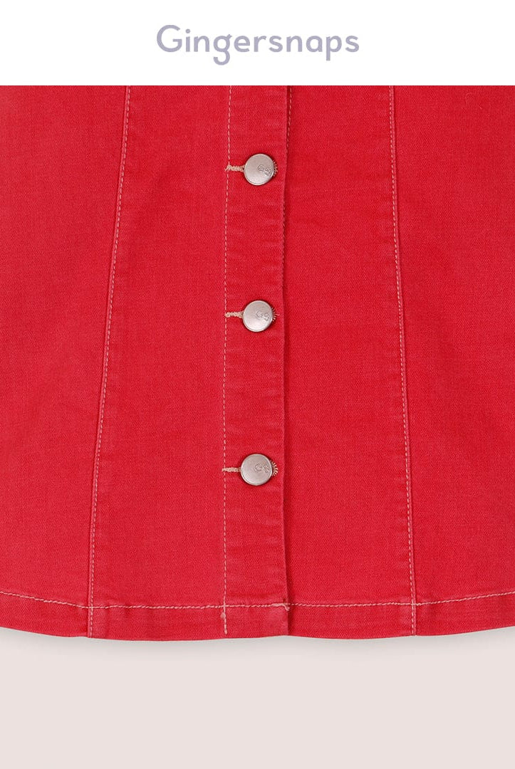 جينجرسنابس فستان حمالات بأزرار أمامية بناتي أحمر