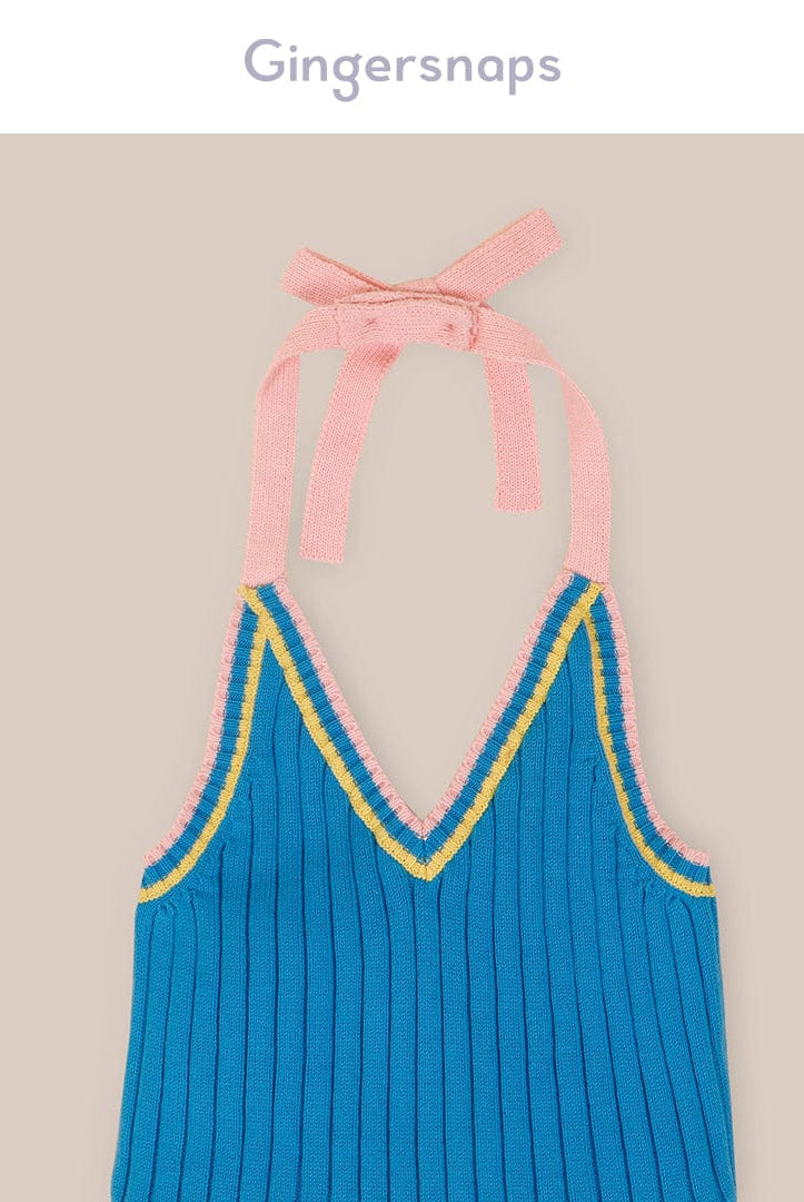 جينجرسنابس فستان صوف كت فتحة سبعة طويل بناتي أزرق/متعدد الألوان